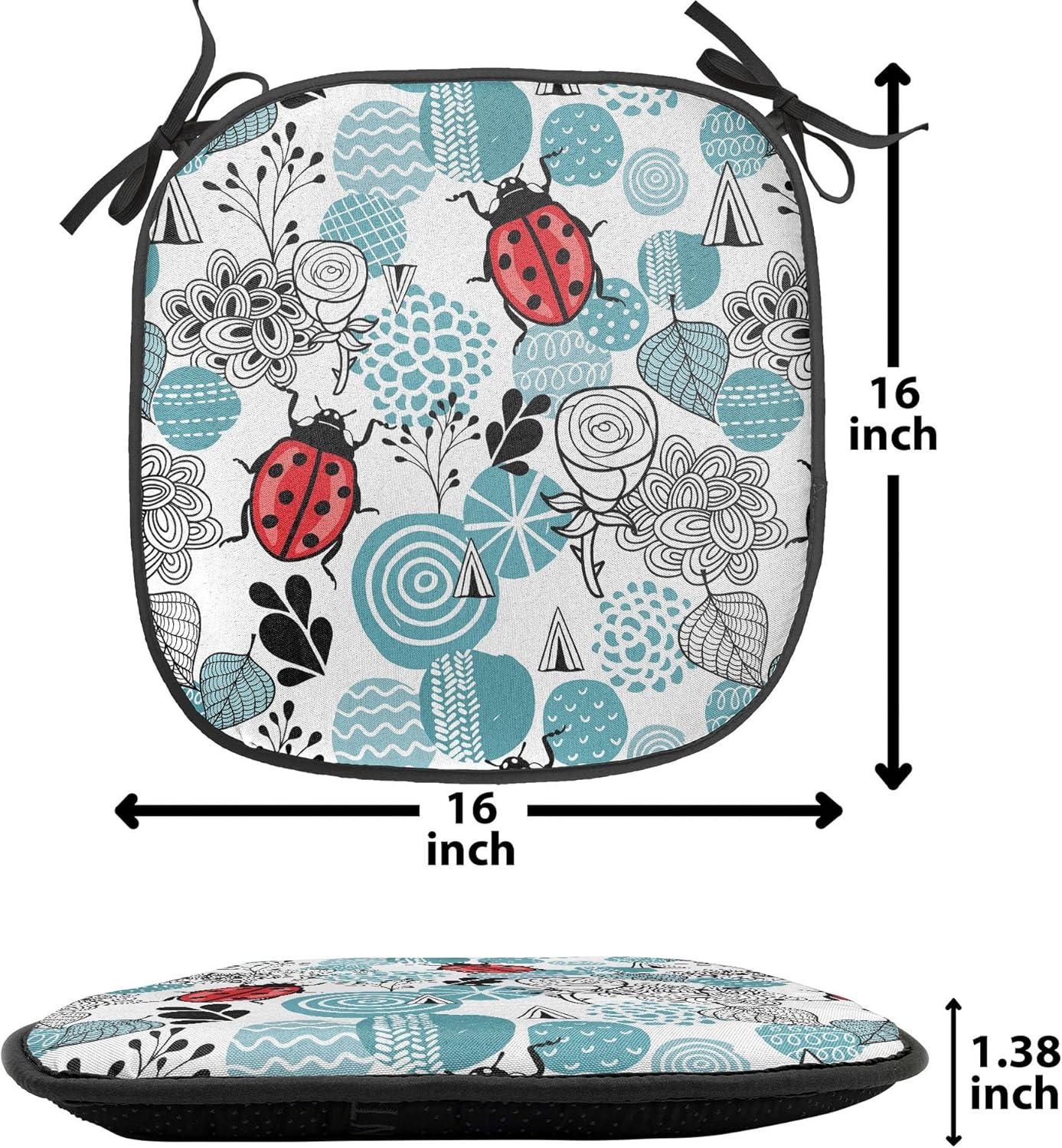 imageAmbesonne Love Chair Seating Cushion Set of 4 Hipster Hearts Pattern with Love You Texts Heart Shapes Valentines Day Theme AntiSlip Seat Padding for Kitchen amp Patio 16x16 Vermilion MulticolorPale Blue Red Black