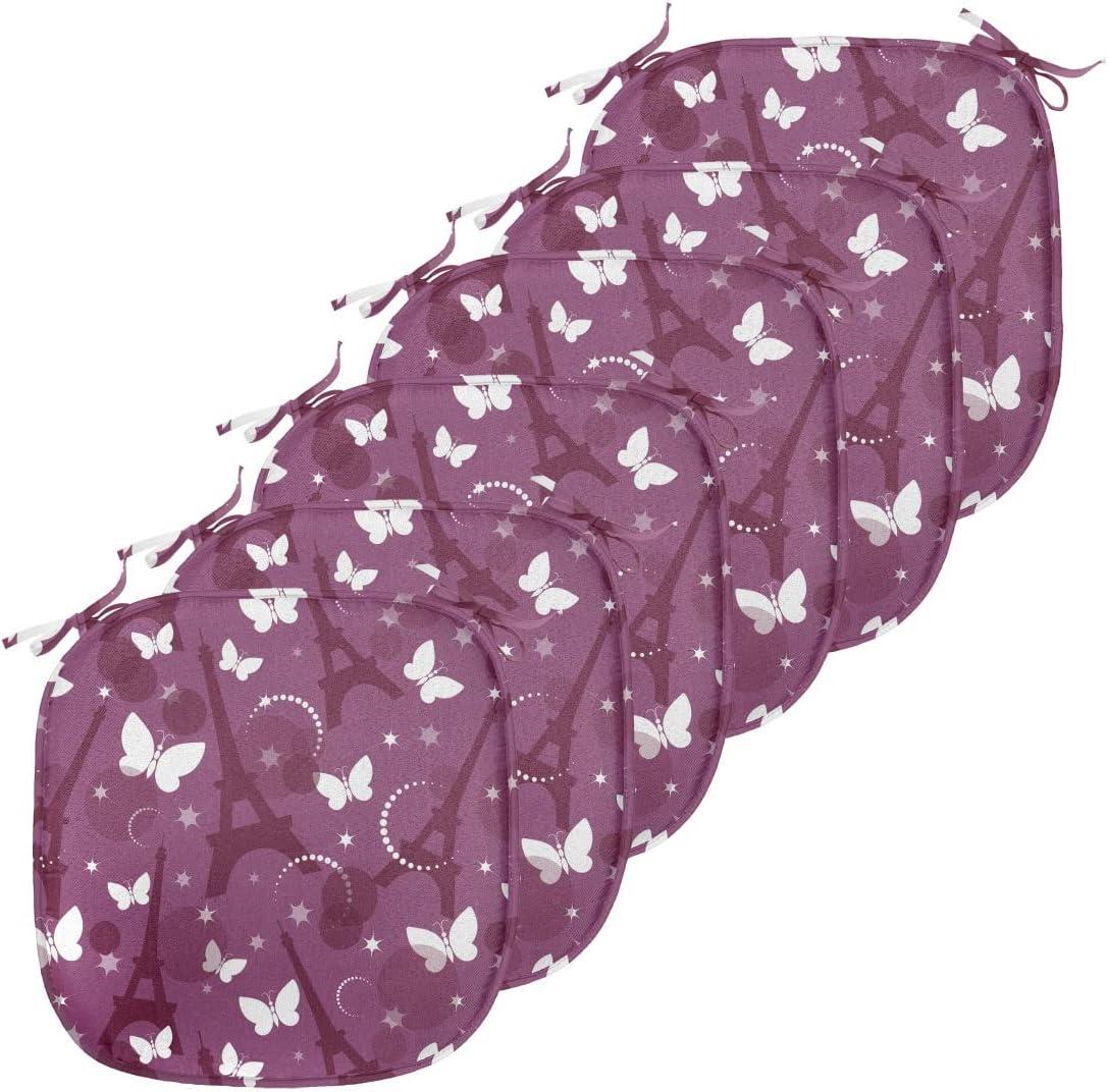 imageAmbesonne Love Chair Seating Cushion Set of 4 Hipster Hearts Pattern with Love You Texts Heart Shapes Valentines Day Theme AntiSlip Seat Padding for Kitchen amp Patio 16x16 Vermilion MulticolorViolet Plum White