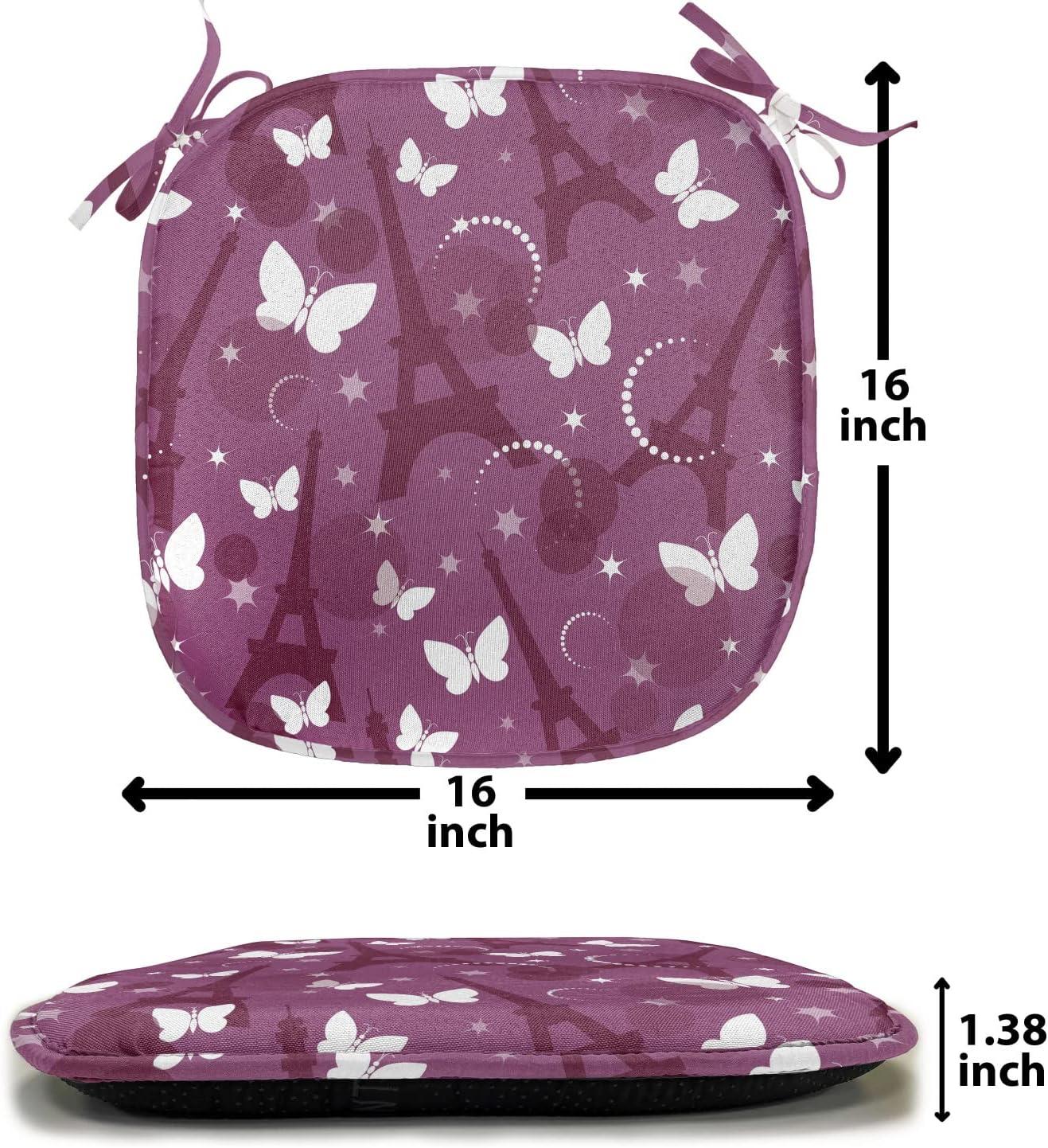 imageAmbesonne Love Chair Seating Cushion Set of 4 Hipster Hearts Pattern with Love You Texts Heart Shapes Valentines Day Theme AntiSlip Seat Padding for Kitchen amp Patio 16x16 Vermilion MulticolorViolet Plum White