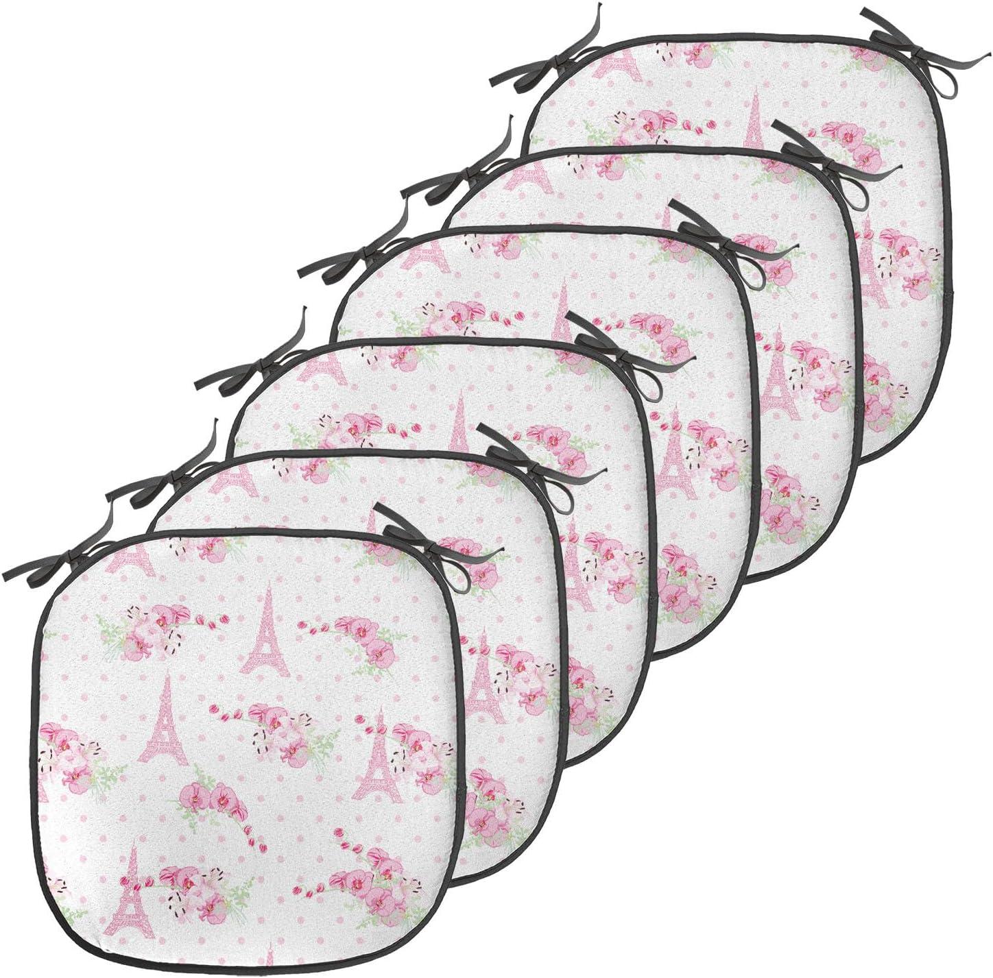 imageAmbesonne Love Chair Seating Cushion Set of 4 Hipster Hearts Pattern with Love You Texts Heart Shapes Valentines Day Theme AntiSlip Seat Padding for Kitchen amp Patio 16x16 Vermilion MulticolorPale Pink Green White