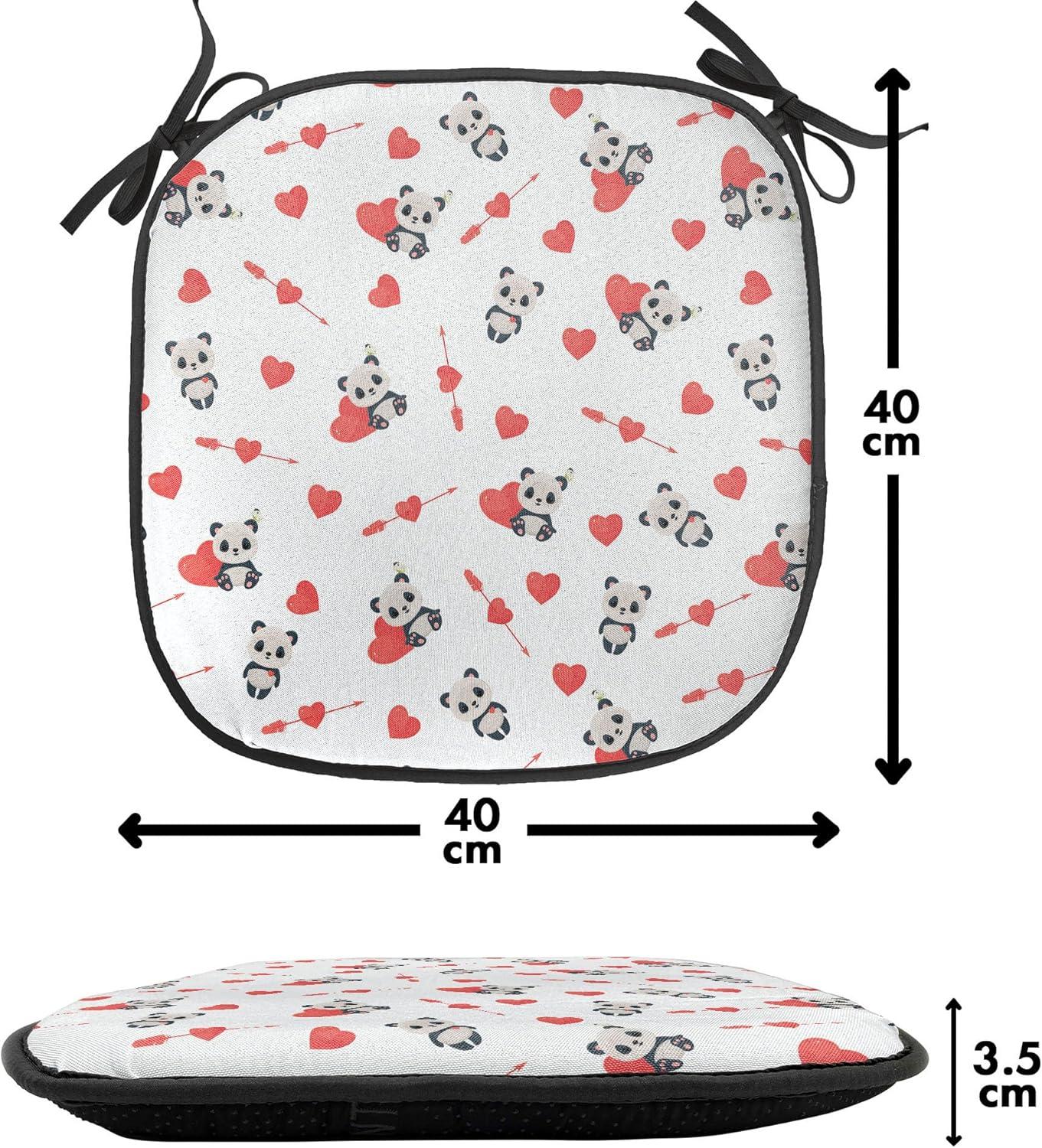 imageAmbesonne Love Chair Seating Cushion Set of 4 Hipster Hearts Pattern with Love You Texts Heart Shapes Valentines Day Theme AntiSlip Seat Padding for Kitchen amp Patio 16x16 Vermilion MulticolorVermilion Beige Black