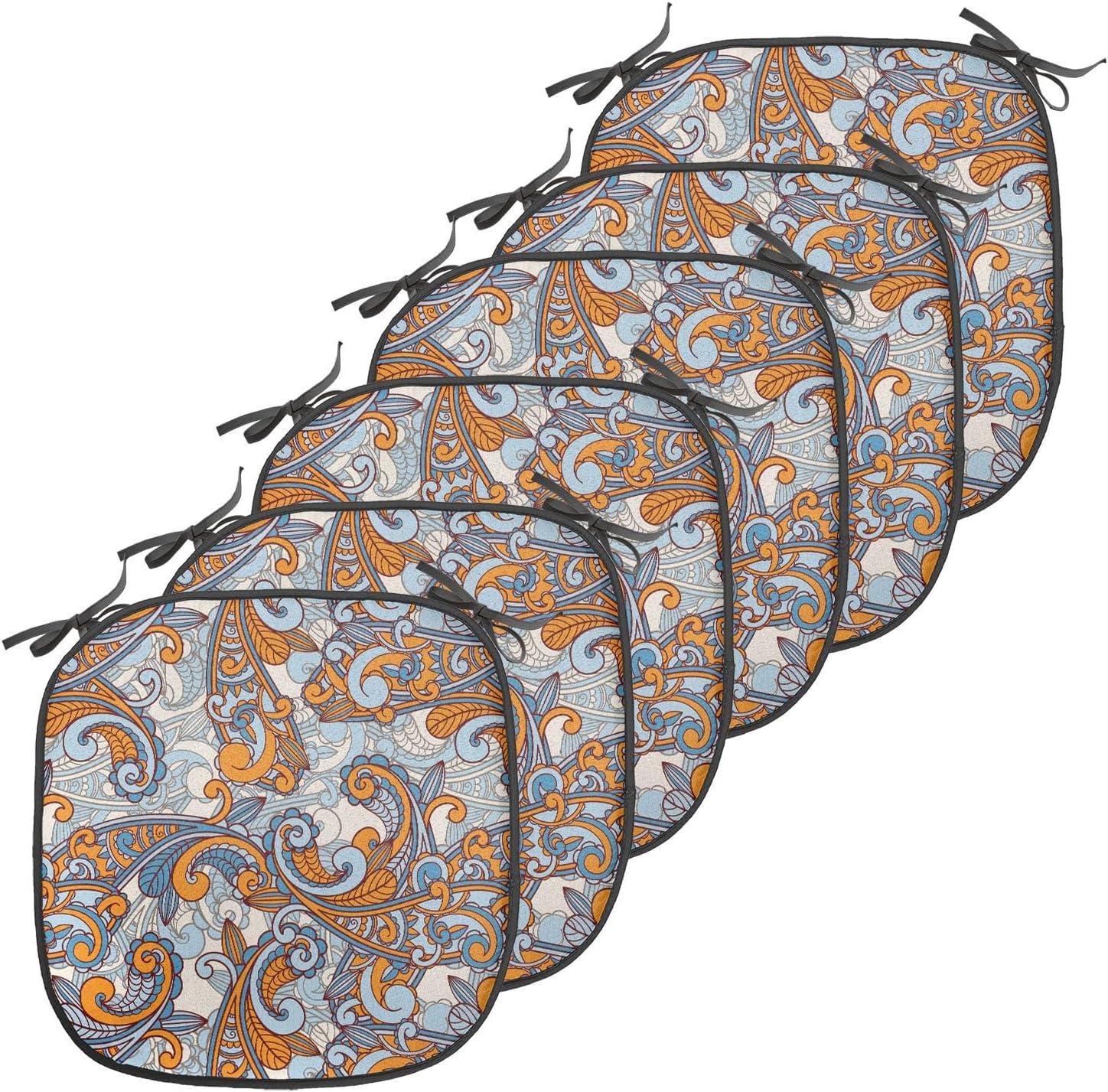 imageAmbesonne Love Chair Seating Cushion Set of 4 Hipster Hearts Pattern with Love You Texts Heart Shapes Valentines Day Theme AntiSlip Seat Padding for Kitchen amp Patio 16x16 Vermilion MulticolorOrange Pale Blue Cream