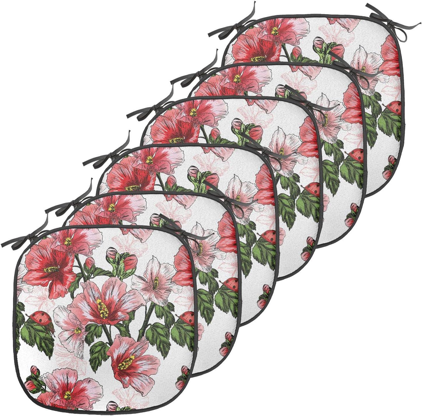 imageAmbesonne Love Chair Seating Cushion Set of 4 Hipster Hearts Pattern with Love You Texts Heart Shapes Valentines Day Theme AntiSlip Seat Padding for Kitchen amp Patio 16x16 Vermilion MulticolorRed Coral Green