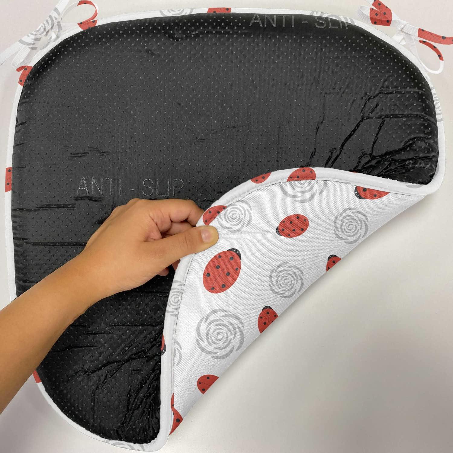 imageAmbesonne Love Chair Seating Cushion Set of 4 Hipster Hearts Pattern with Love You Texts Heart Shapes Valentines Day Theme AntiSlip Seat Padding for Kitchen amp Patio 16x16 Vermilion MulticolorVermilion Black Grey