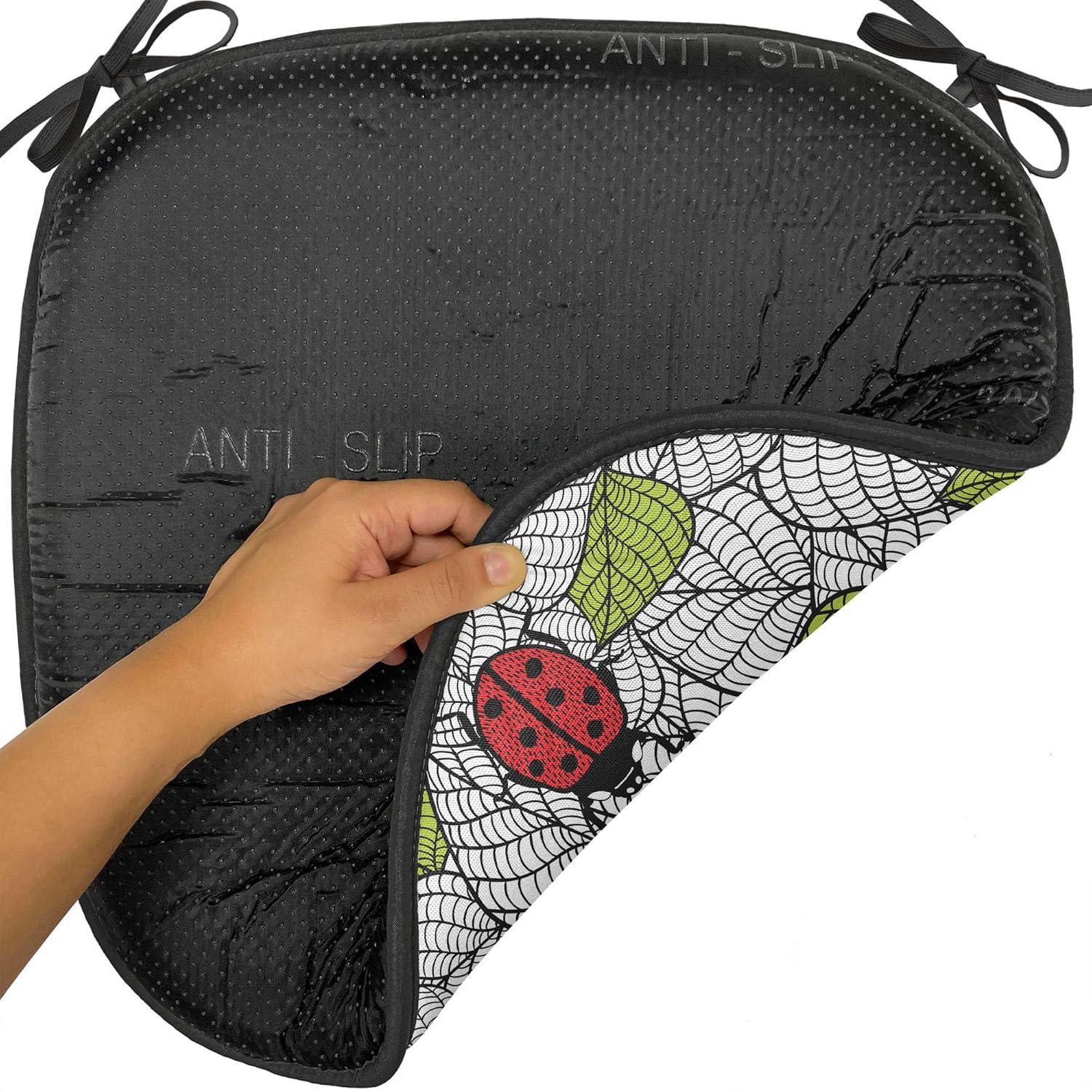 imageAmbesonne Love Chair Seating Cushion Set of 4 Hipster Hearts Pattern with Love You Texts Heart Shapes Valentines Day Theme AntiSlip Seat Padding for Kitchen amp Patio 16x16 Vermilion MulticolorGreen Black Red
