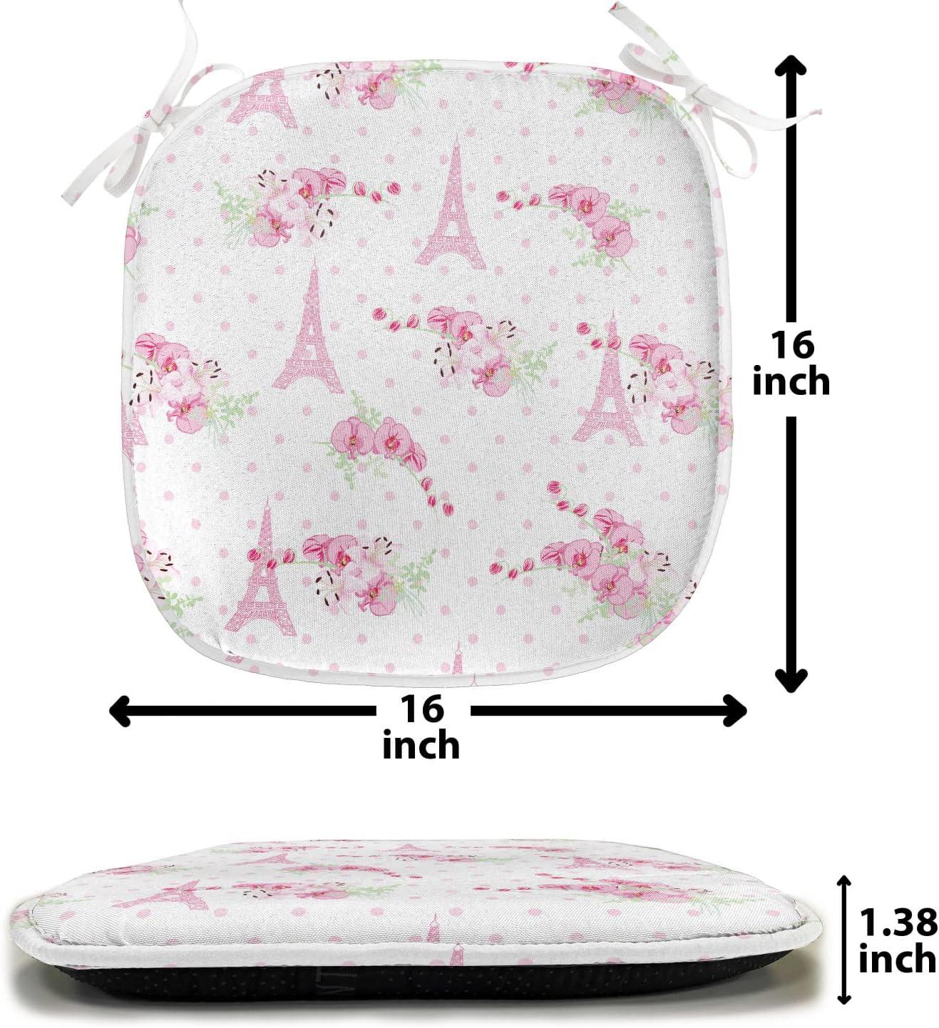 imageAmbesonne Love Chair Seating Cushion Set of 4 Hipster Hearts Pattern with Love You Texts Heart Shapes Valentines Day Theme AntiSlip Seat Padding for Kitchen amp Patio 16x16 Vermilion MulticolorPale Pink Green White
