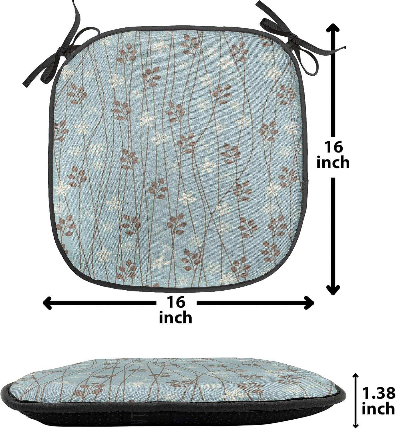 imageAmbesonne Love Chair Seating Cushion Set of 4 Hipster Hearts Pattern with Love You Texts Heart Shapes Valentines Day Theme AntiSlip Seat Padding for Kitchen amp Patio 16x16 Vermilion MulticolorPale Blue Cream Umber