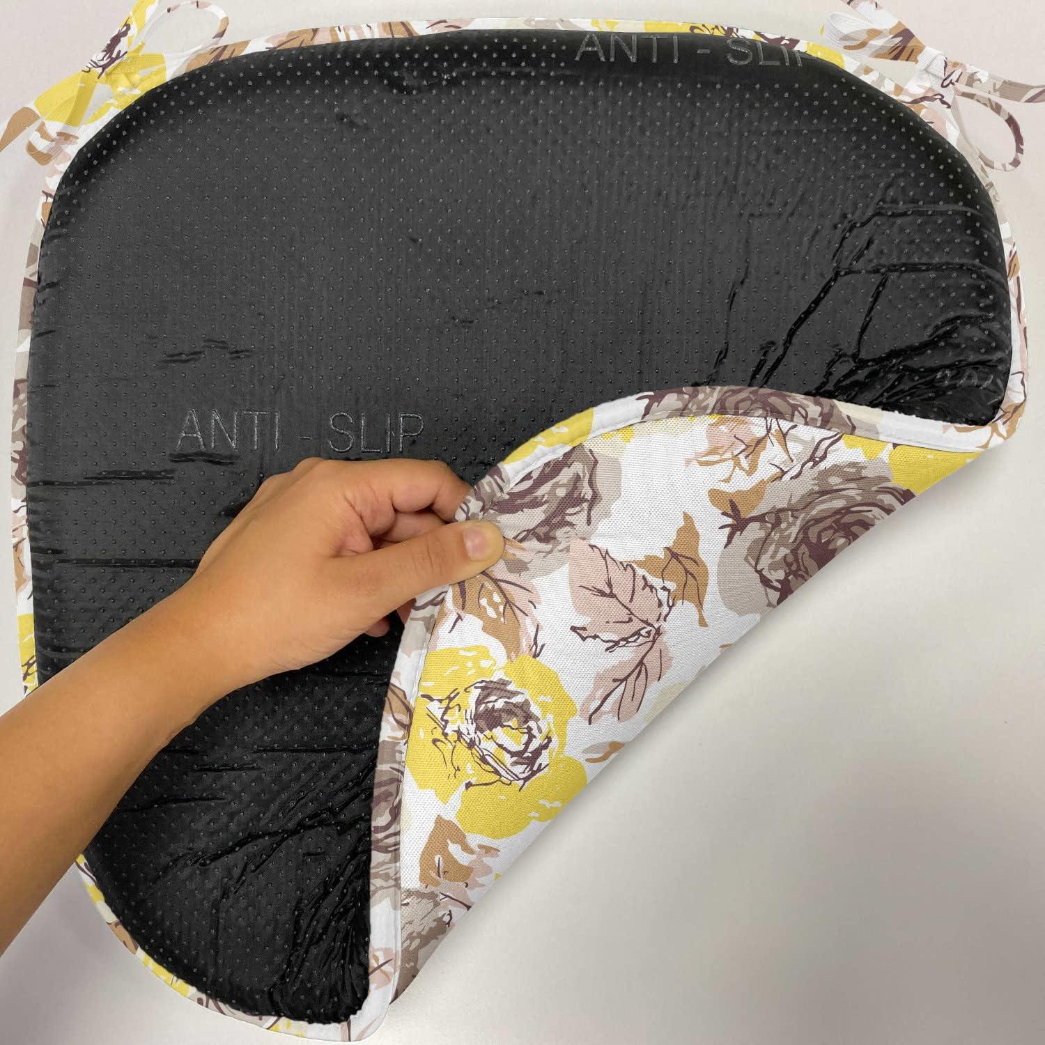 imageAmbesonne Love Chair Seating Cushion Set of 4 Hipster Hearts Pattern with Love You Texts Heart Shapes Valentines Day Theme AntiSlip Seat Padding for Kitchen amp Patio 16x16 Vermilion MulticolorYellow Beige Brown