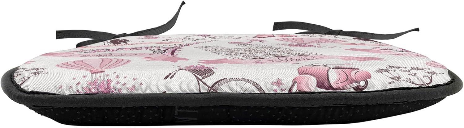 imageAmbesonne Love Chair Seating Cushion Set of 4 Hipster Hearts Pattern with Love You Texts Heart Shapes Valentines Day Theme AntiSlip Seat Padding for Kitchen amp Patio 16x16 Vermilion MulticolorRose Black White