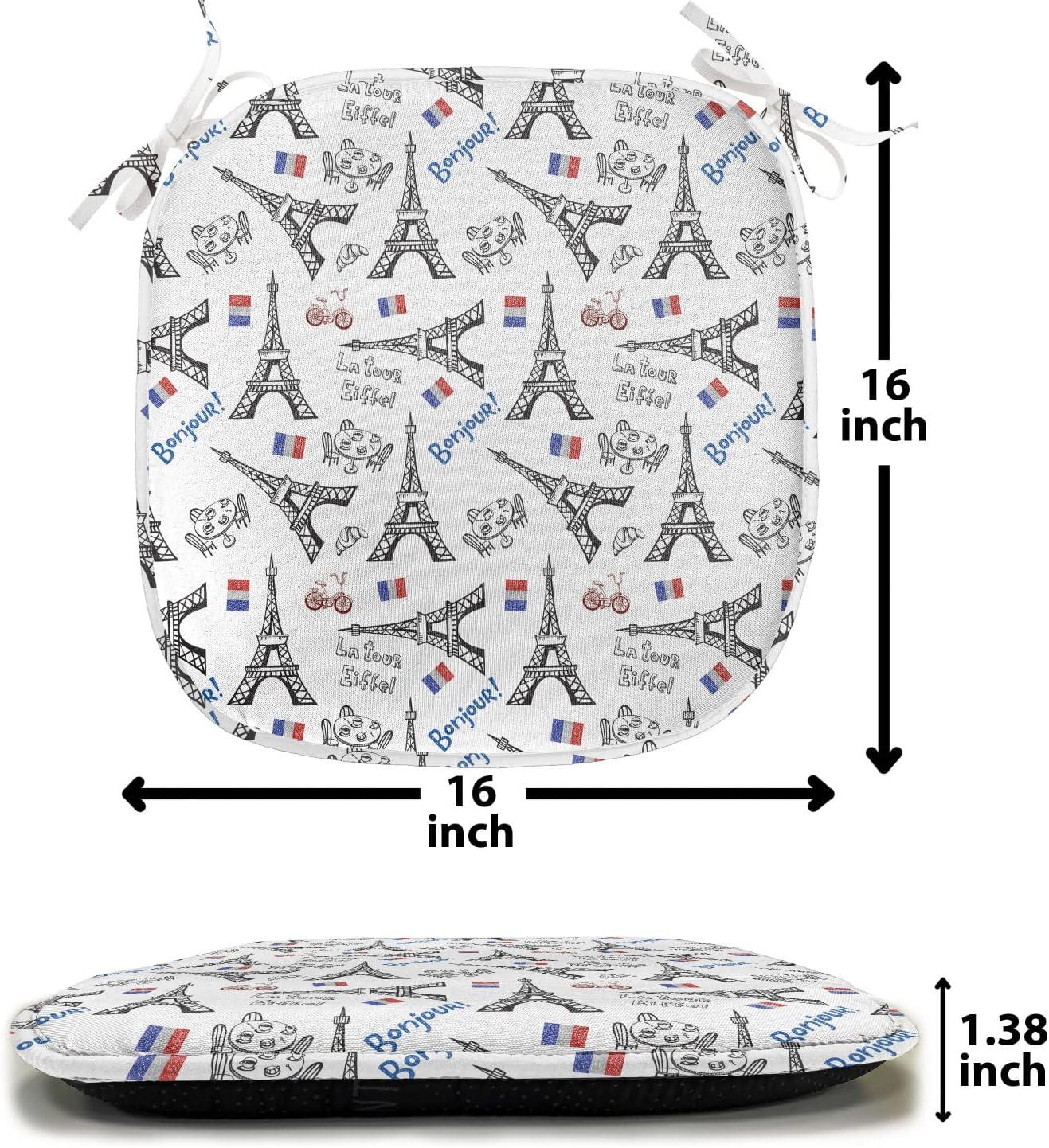 imageAmbesonne Love Chair Seating Cushion Set of 4 Hipster Hearts Pattern with Love You Texts Heart Shapes Valentines Day Theme AntiSlip Seat Padding for Kitchen amp Patio 16x16 Vermilion MulticolorBlue Black Red