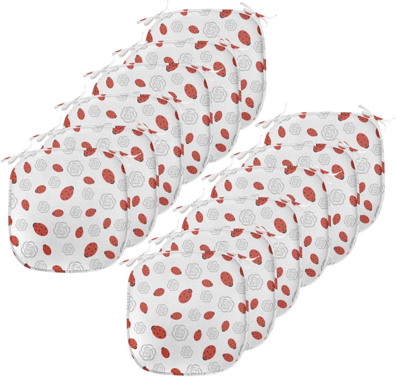 imageAmbesonne Love Chair Seating Cushion Set of 4 Hipster Hearts Pattern with Love You Texts Heart Shapes Valentines Day Theme AntiSlip Seat Padding for Kitchen amp Patio 16x16 Vermilion MulticolorVermilion Black Grey