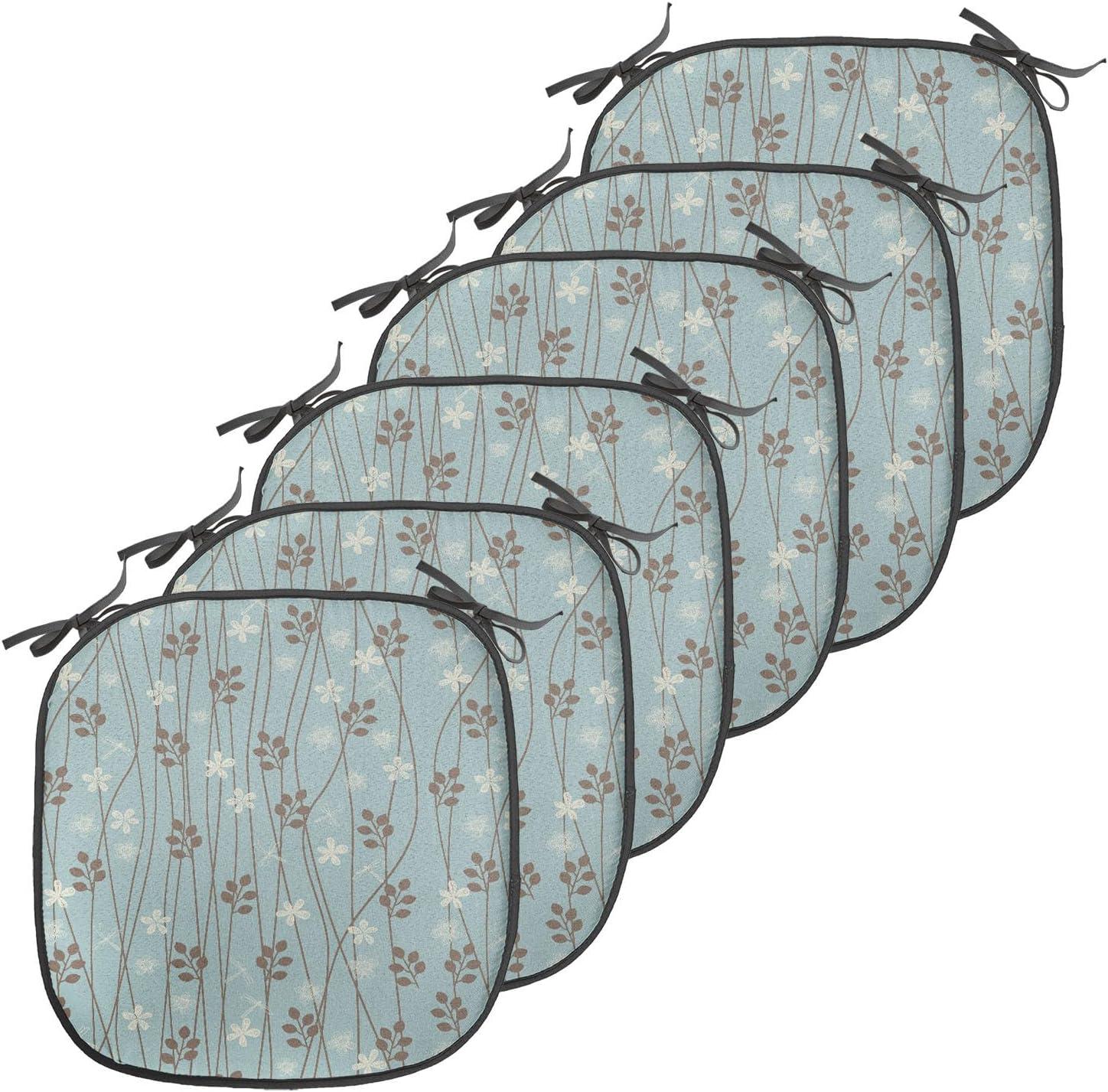 imageAmbesonne Love Chair Seating Cushion Set of 4 Hipster Hearts Pattern with Love You Texts Heart Shapes Valentines Day Theme AntiSlip Seat Padding for Kitchen amp Patio 16x16 Vermilion MulticolorPale Blue Cream Umber