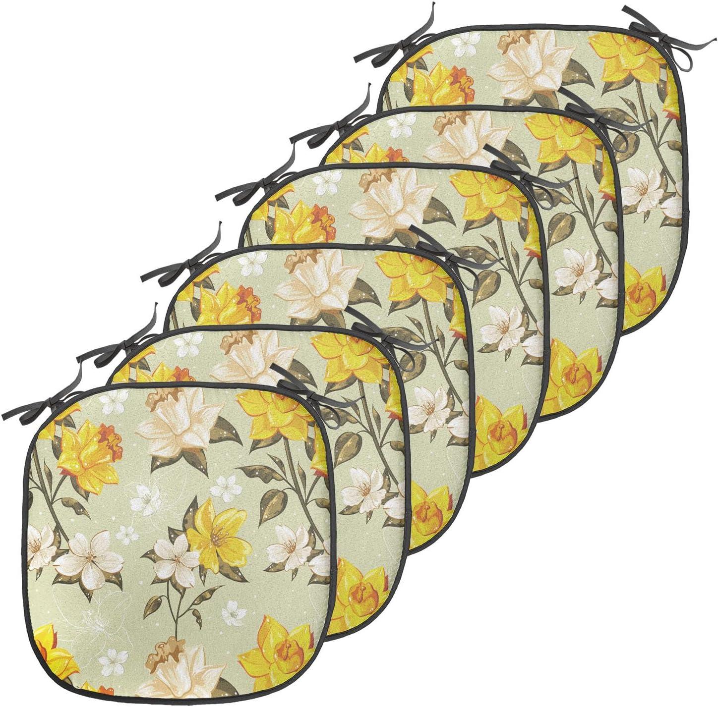 imageAmbesonne Love Chair Seating Cushion Set of 4 Hipster Hearts Pattern with Love You Texts Heart Shapes Valentines Day Theme AntiSlip Seat Padding for Kitchen amp Patio 16x16 Vermilion MulticolorYellow Cream Pale Green