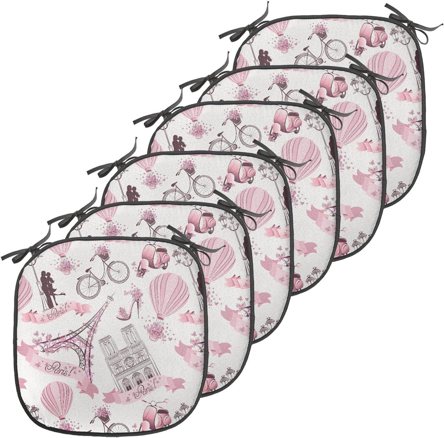 imageAmbesonne Love Chair Seating Cushion Set of 4 Hipster Hearts Pattern with Love You Texts Heart Shapes Valentines Day Theme AntiSlip Seat Padding for Kitchen amp Patio 16x16 Vermilion MulticolorRose Black White