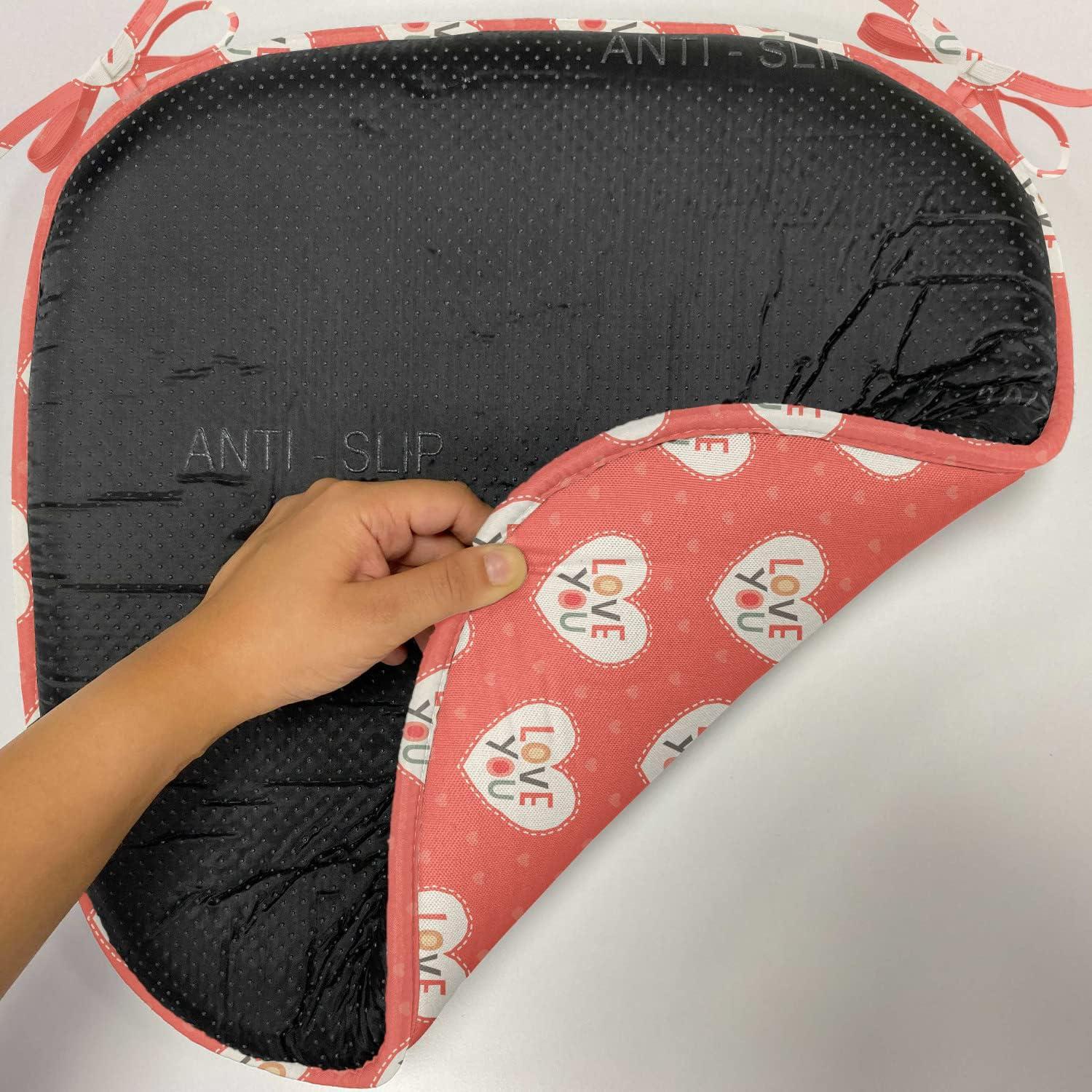 imageAmbesonne Love Chair Seating Cushion Set of 4 Hipster Hearts Pattern with Love You Texts Heart Shapes Valentines Day Theme AntiSlip Seat Padding for Kitchen amp Patio 16x16 Vermilion MulticolorVermilion Multicolor