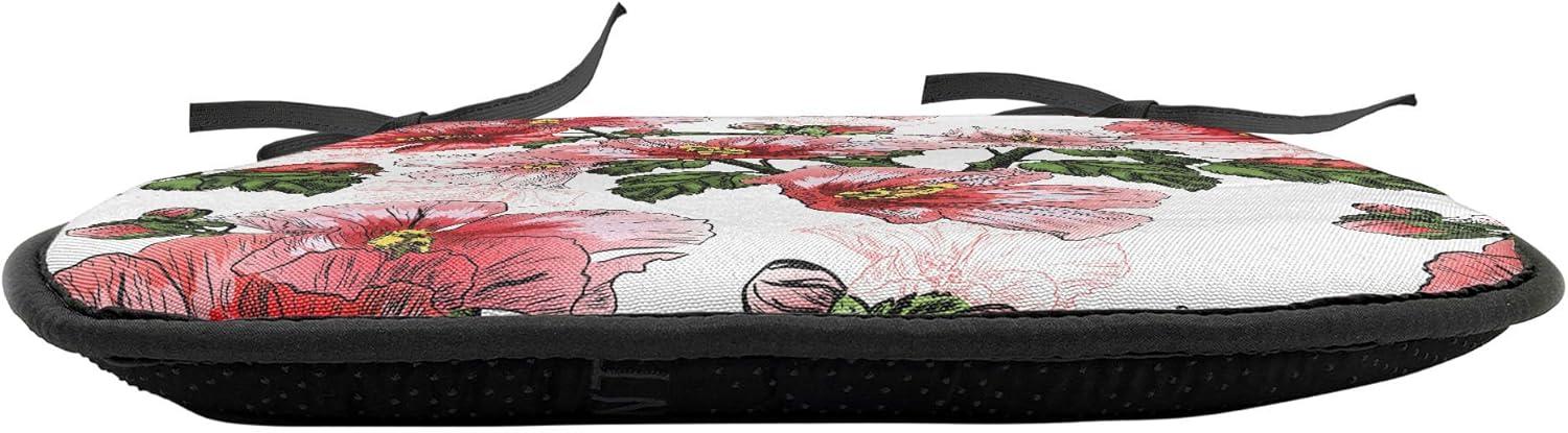 imageAmbesonne Love Chair Seating Cushion Set of 4 Hipster Hearts Pattern with Love You Texts Heart Shapes Valentines Day Theme AntiSlip Seat Padding for Kitchen amp Patio 16x16 Vermilion MulticolorRed Coral Green