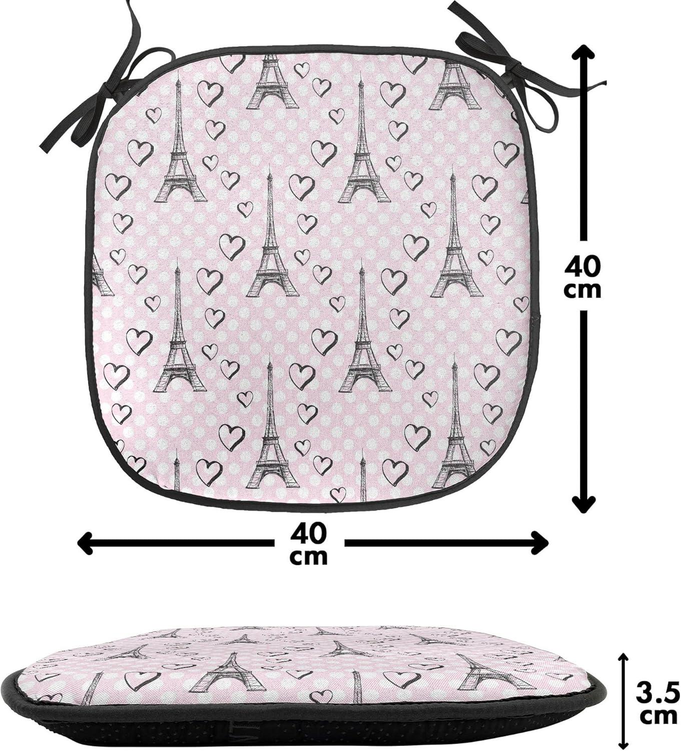 imageAmbesonne Love Chair Seating Cushion Set of 4 Hipster Hearts Pattern with Love You Texts Heart Shapes Valentines Day Theme AntiSlip Seat Padding for Kitchen amp Patio 16x16 Vermilion MulticolorPale Pink Black White