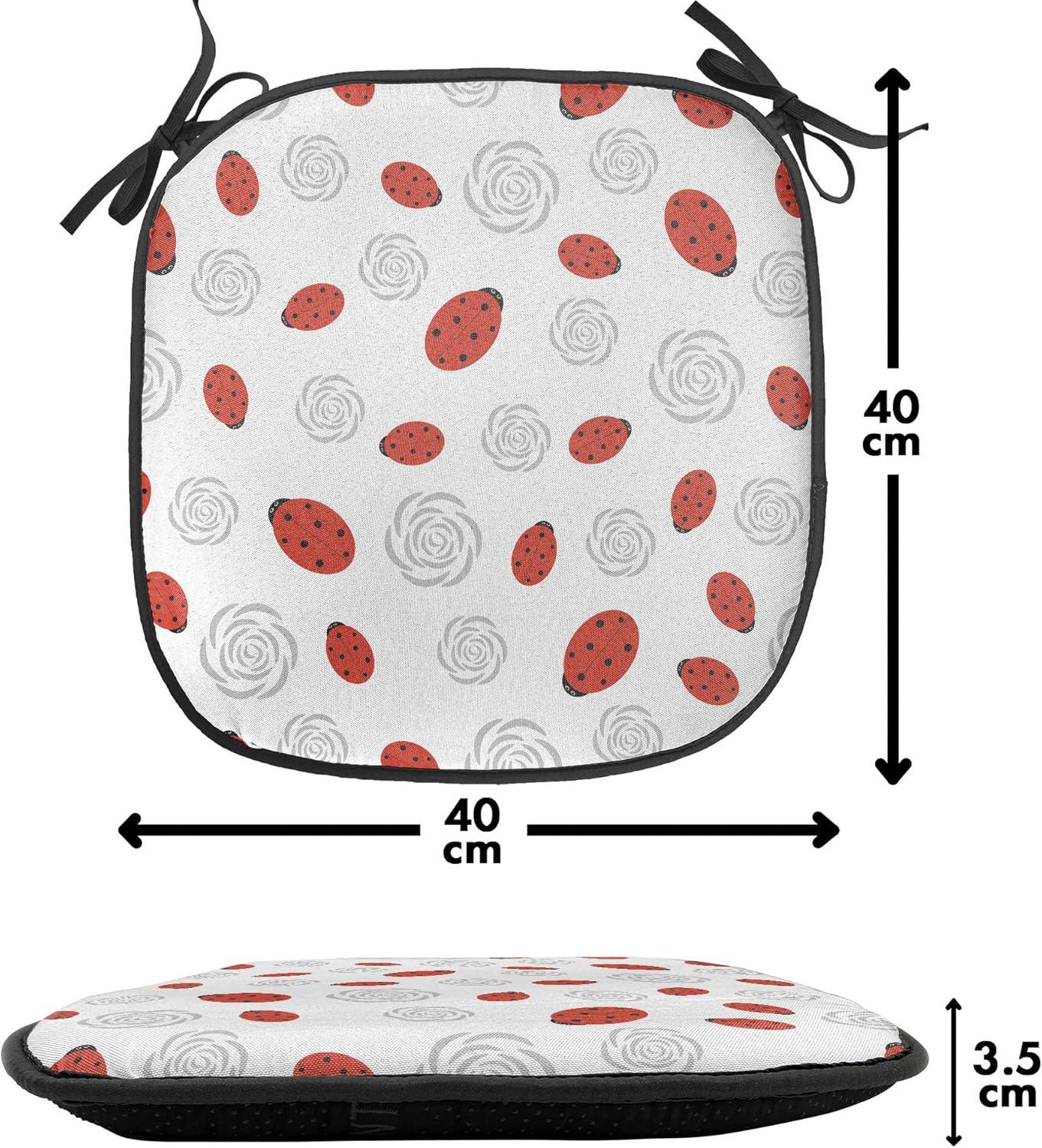 imageAmbesonne Love Chair Seating Cushion Set of 4 Hipster Hearts Pattern with Love You Texts Heart Shapes Valentines Day Theme AntiSlip Seat Padding for Kitchen amp Patio 16x16 Vermilion MulticolorVermilion Black Grey