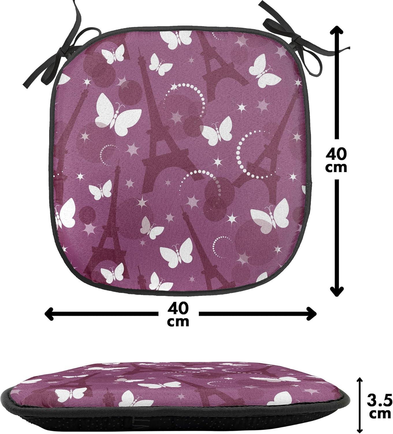 imageAmbesonne Love Chair Seating Cushion Set of 4 Hipster Hearts Pattern with Love You Texts Heart Shapes Valentines Day Theme AntiSlip Seat Padding for Kitchen amp Patio 16x16 Vermilion MulticolorViolet Plum White
