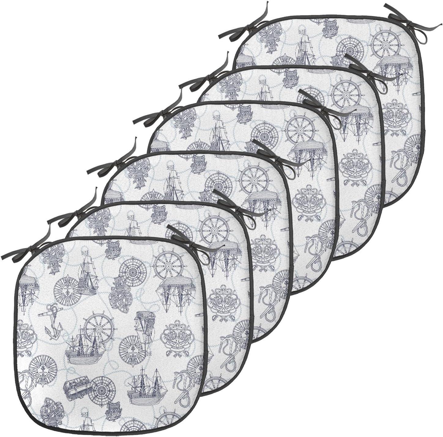 imageAmbesonne Love Chair Seating Cushion Set of 4 Hipster Hearts Pattern with Love You Texts Heart Shapes Valentines Day Theme AntiSlip Seat Padding for Kitchen amp Patio 16x16 Vermilion MulticolorBlack Bluegrey White