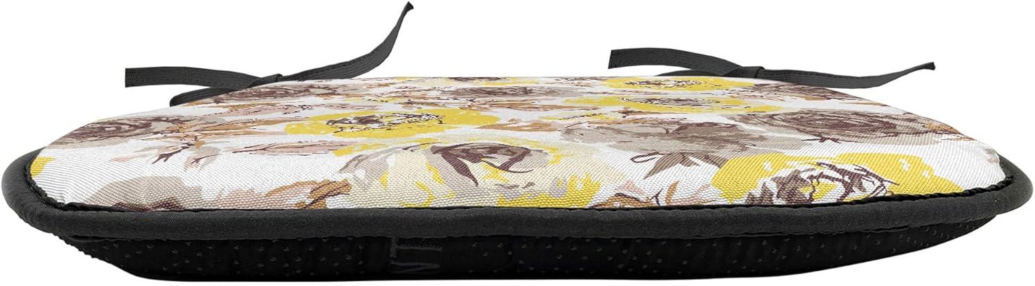 imageAmbesonne Love Chair Seating Cushion Set of 4 Hipster Hearts Pattern with Love You Texts Heart Shapes Valentines Day Theme AntiSlip Seat Padding for Kitchen amp Patio 16x16 Vermilion MulticolorYellow Beige Brown