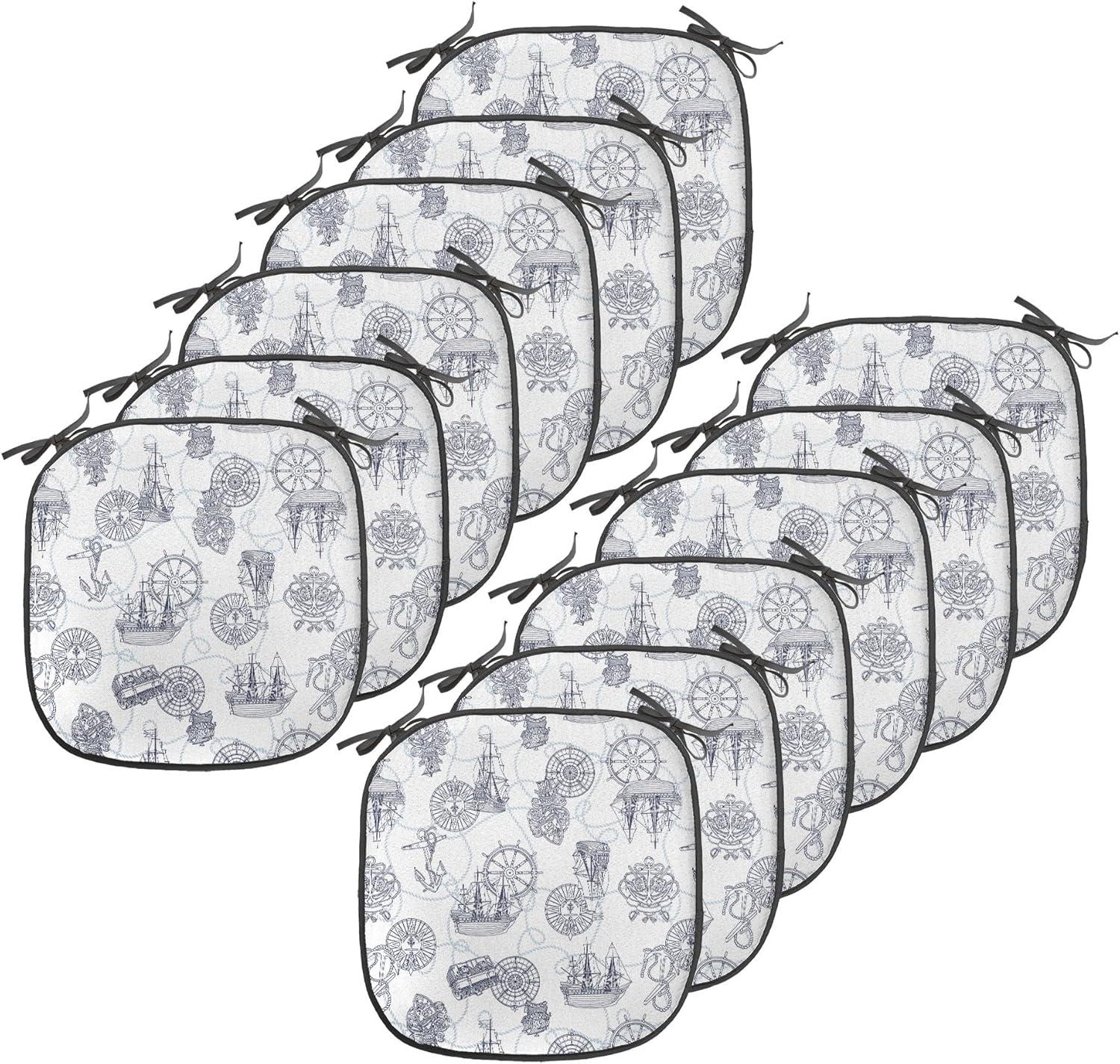 imageAmbesonne Love Chair Seating Cushion Set of 4 Hipster Hearts Pattern with Love You Texts Heart Shapes Valentines Day Theme AntiSlip Seat Padding for Kitchen amp Patio 16x16 Vermilion MulticolorBlack Bluegrey White