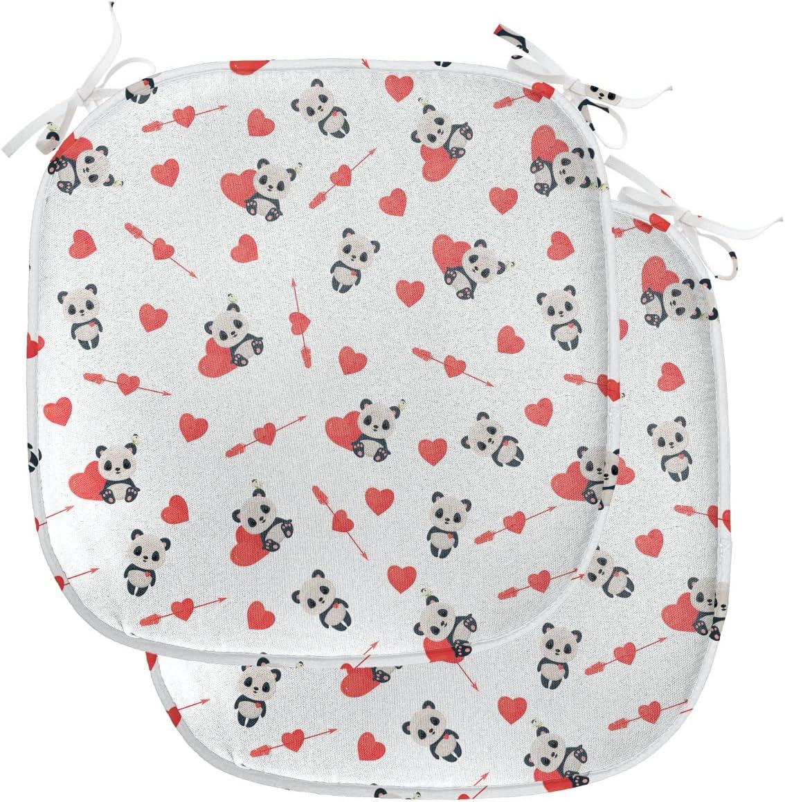 imageAmbesonne Love Chair Seating Cushion Set of 4 Hipster Hearts Pattern with Love You Texts Heart Shapes Valentines Day Theme AntiSlip Seat Padding for Kitchen amp Patio 16x16 Vermilion MulticolorVermilion Beige Black
