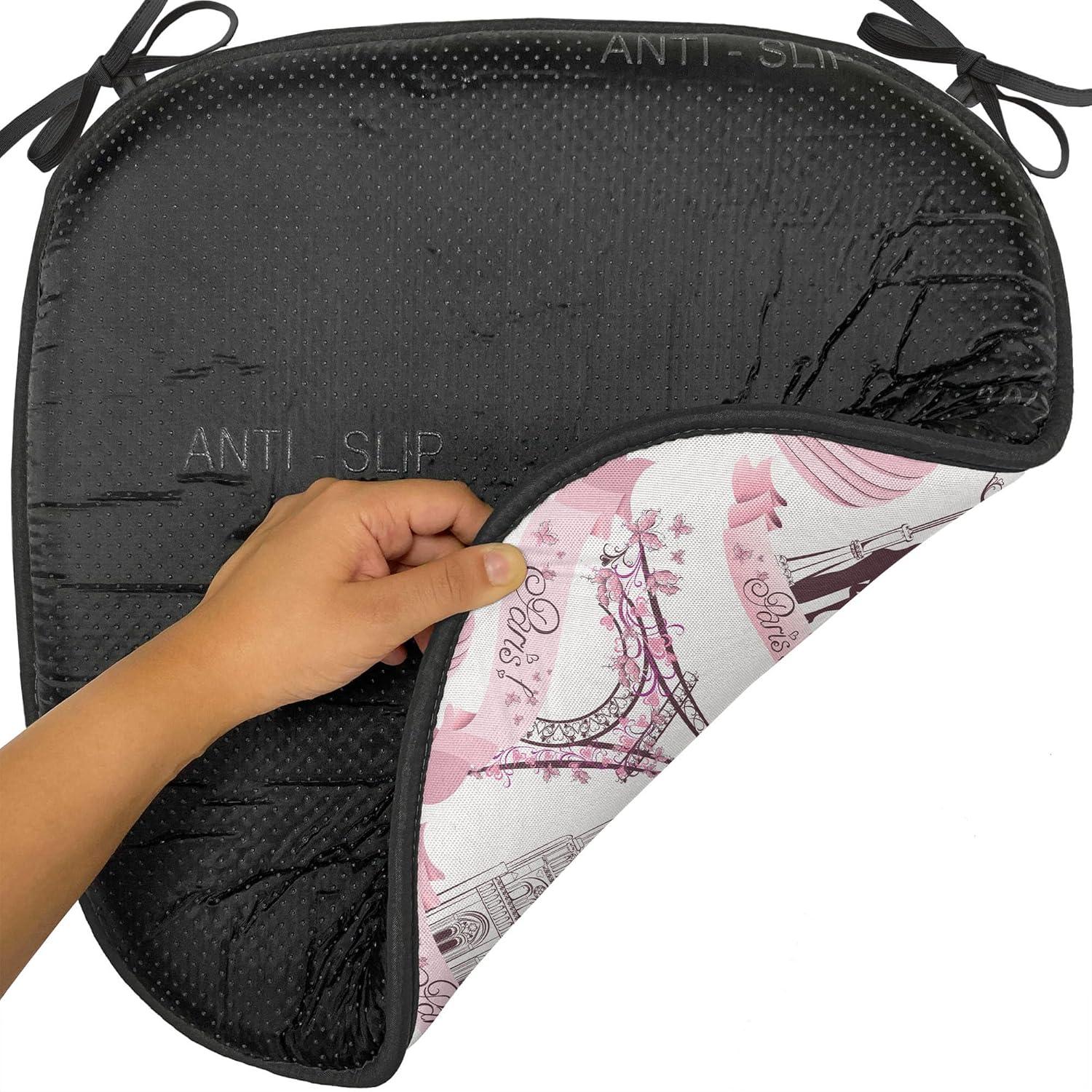 imageAmbesonne Love Chair Seating Cushion Set of 4 Hipster Hearts Pattern with Love You Texts Heart Shapes Valentines Day Theme AntiSlip Seat Padding for Kitchen amp Patio 16x16 Vermilion MulticolorRose Black White