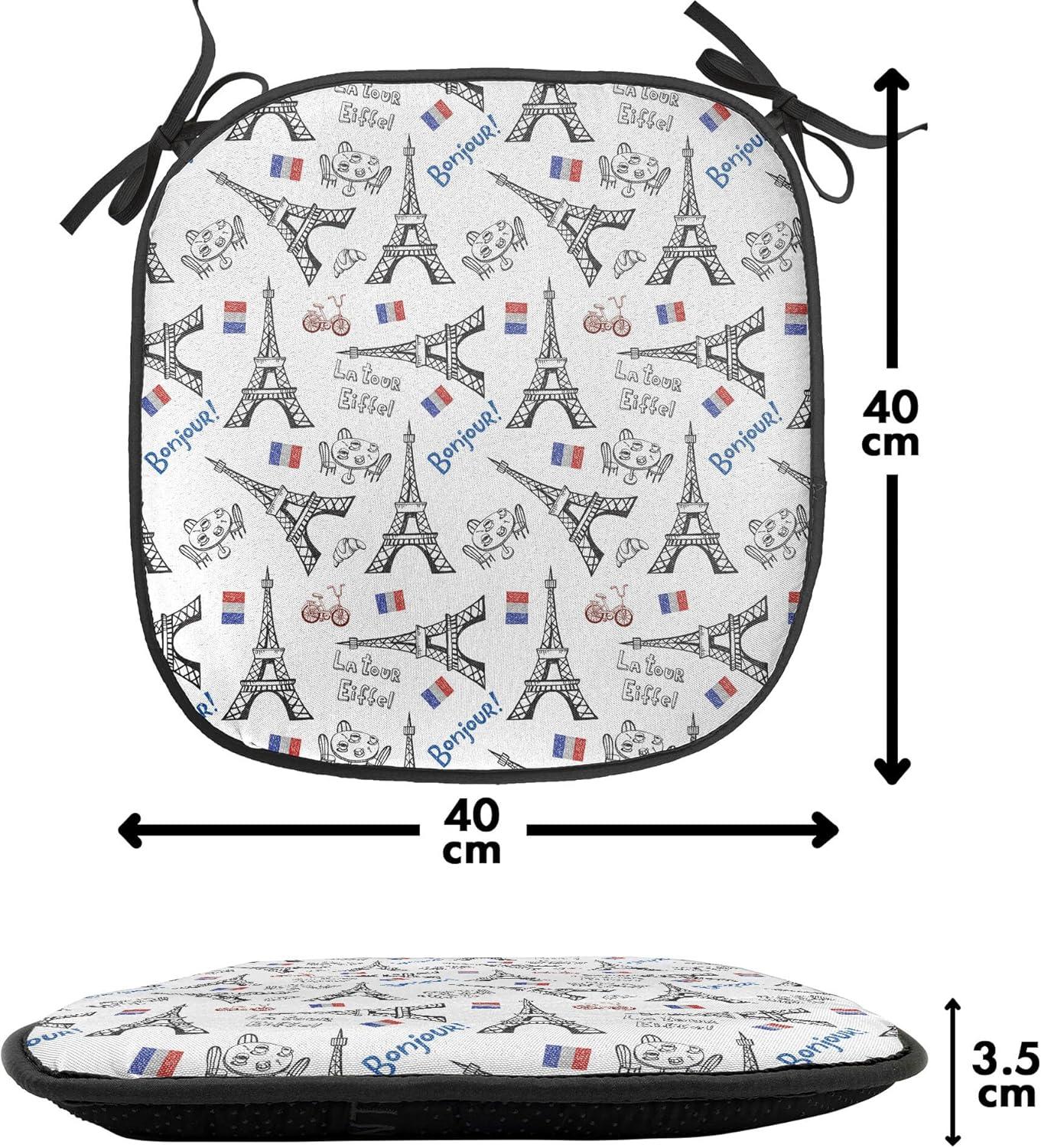 imageAmbesonne Love Chair Seating Cushion Set of 4 Hipster Hearts Pattern with Love You Texts Heart Shapes Valentines Day Theme AntiSlip Seat Padding for Kitchen amp Patio 16x16 Vermilion MulticolorBlue Black Red