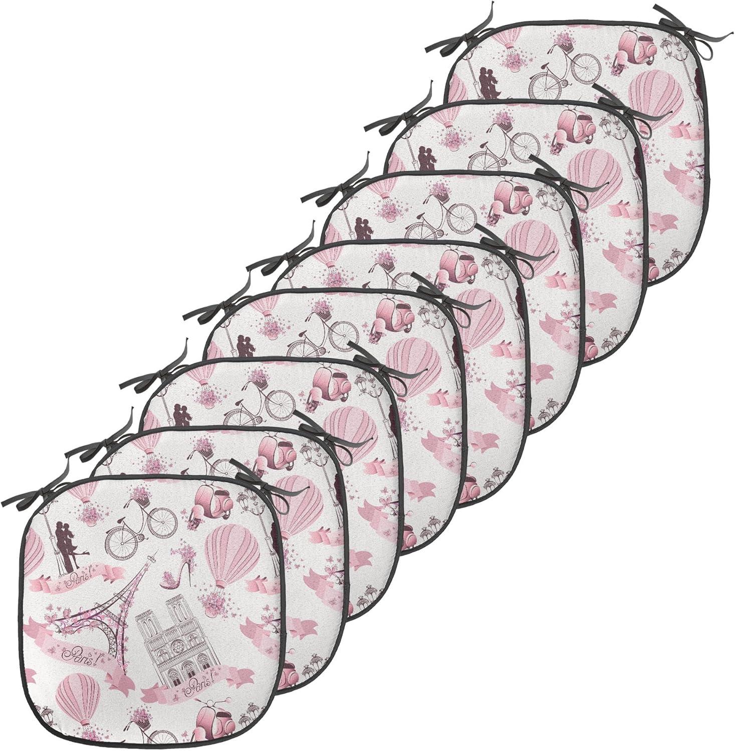 imageAmbesonne Love Chair Seating Cushion Set of 4 Hipster Hearts Pattern with Love You Texts Heart Shapes Valentines Day Theme AntiSlip Seat Padding for Kitchen amp Patio 16x16 Vermilion MulticolorRose Black White