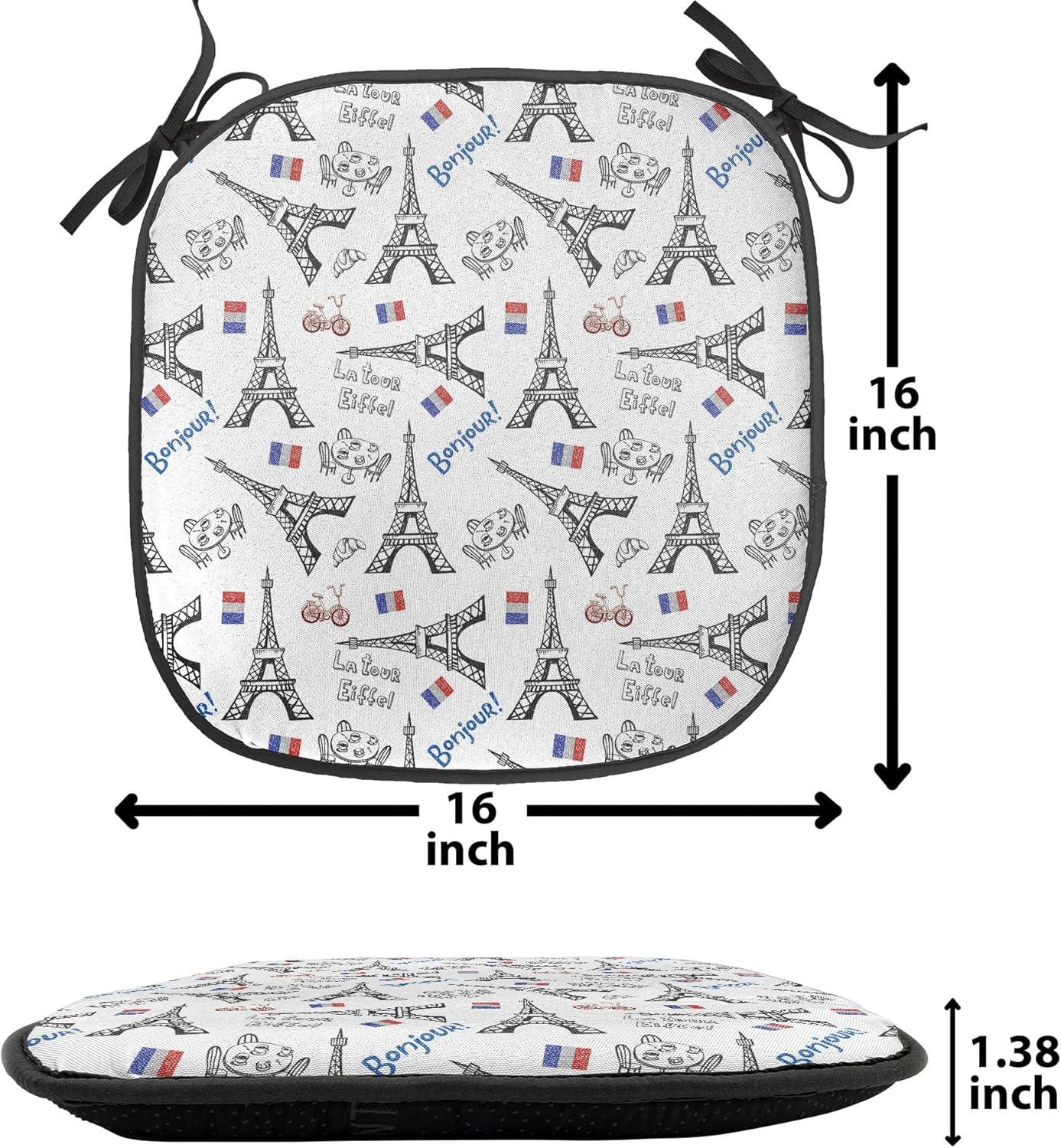 imageAmbesonne Love Chair Seating Cushion Set of 4 Hipster Hearts Pattern with Love You Texts Heart Shapes Valentines Day Theme AntiSlip Seat Padding for Kitchen amp Patio 16x16 Vermilion MulticolorBlue Black Red