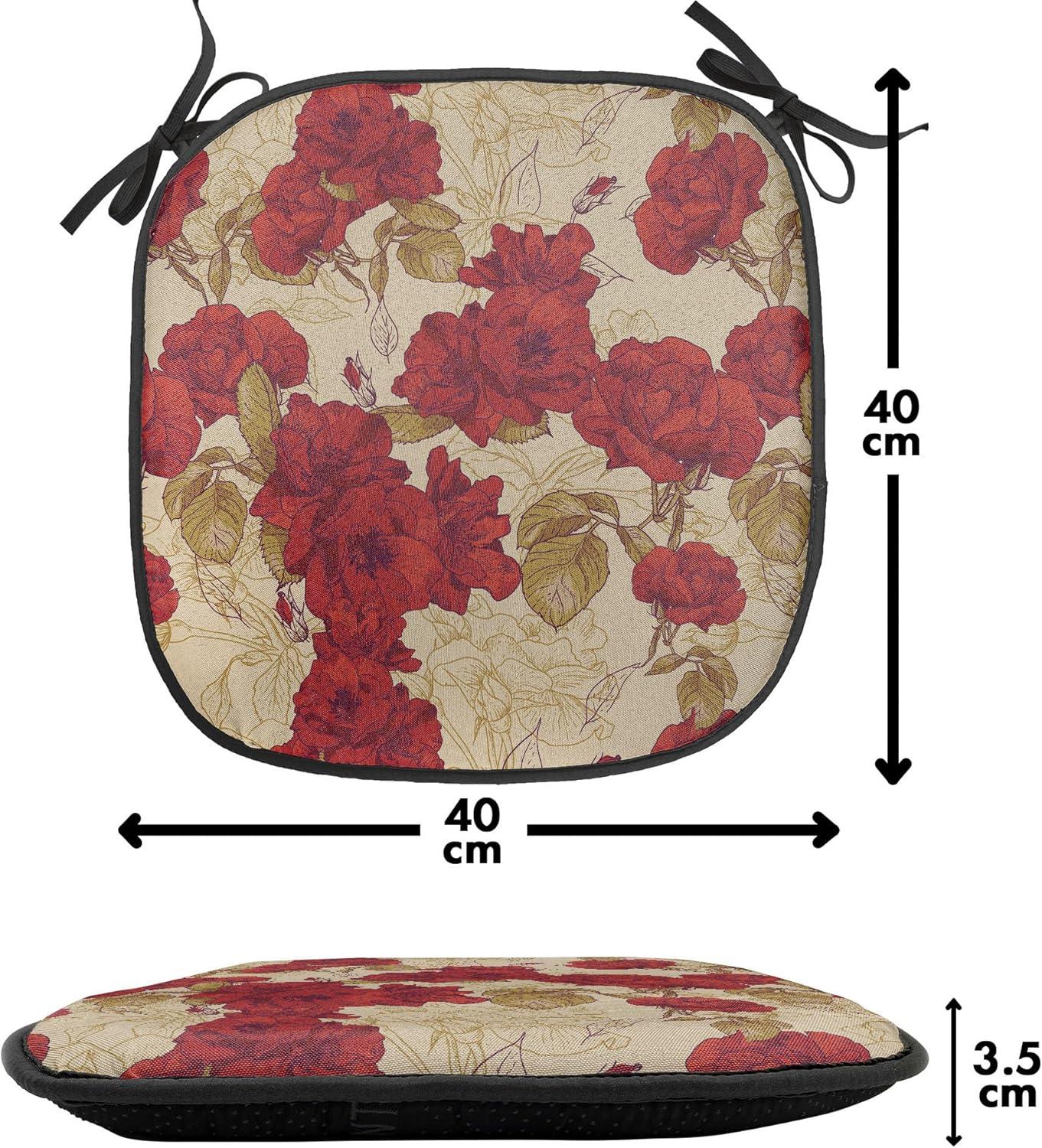 imageAmbesonne Love Chair Seating Cushion Set of 4 Hipster Hearts Pattern with Love You Texts Heart Shapes Valentines Day Theme AntiSlip Seat Padding for Kitchen amp Patio 16x16 Vermilion MulticolorRed Khaki Sand Brown