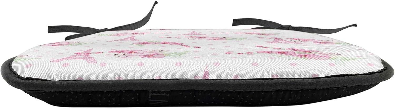 imageAmbesonne Love Chair Seating Cushion Set of 4 Hipster Hearts Pattern with Love You Texts Heart Shapes Valentines Day Theme AntiSlip Seat Padding for Kitchen amp Patio 16x16 Vermilion MulticolorPale Pink Green White