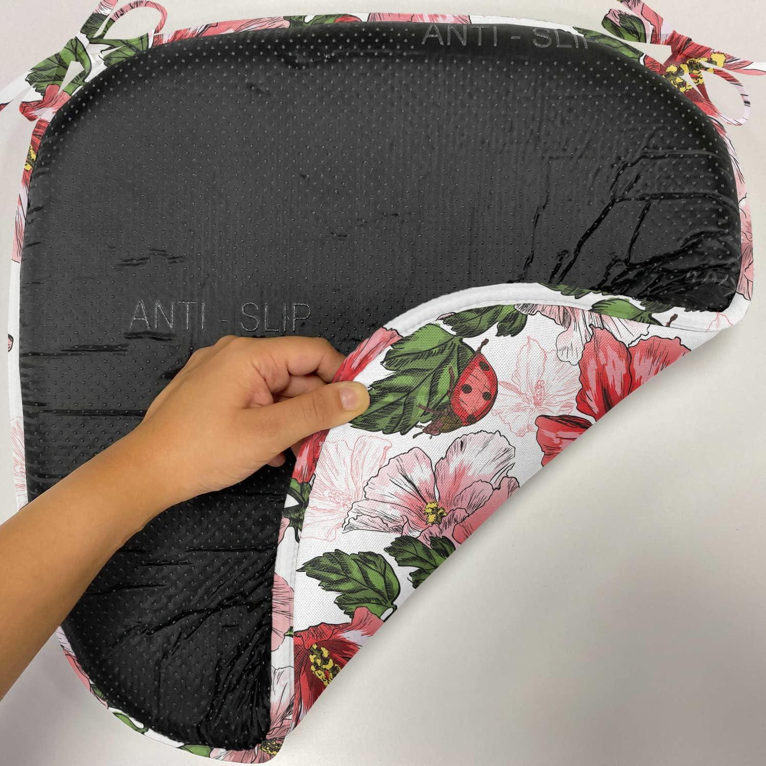 imageAmbesonne Love Chair Seating Cushion Set of 4 Hipster Hearts Pattern with Love You Texts Heart Shapes Valentines Day Theme AntiSlip Seat Padding for Kitchen amp Patio 16x16 Vermilion MulticolorRed Coral Green