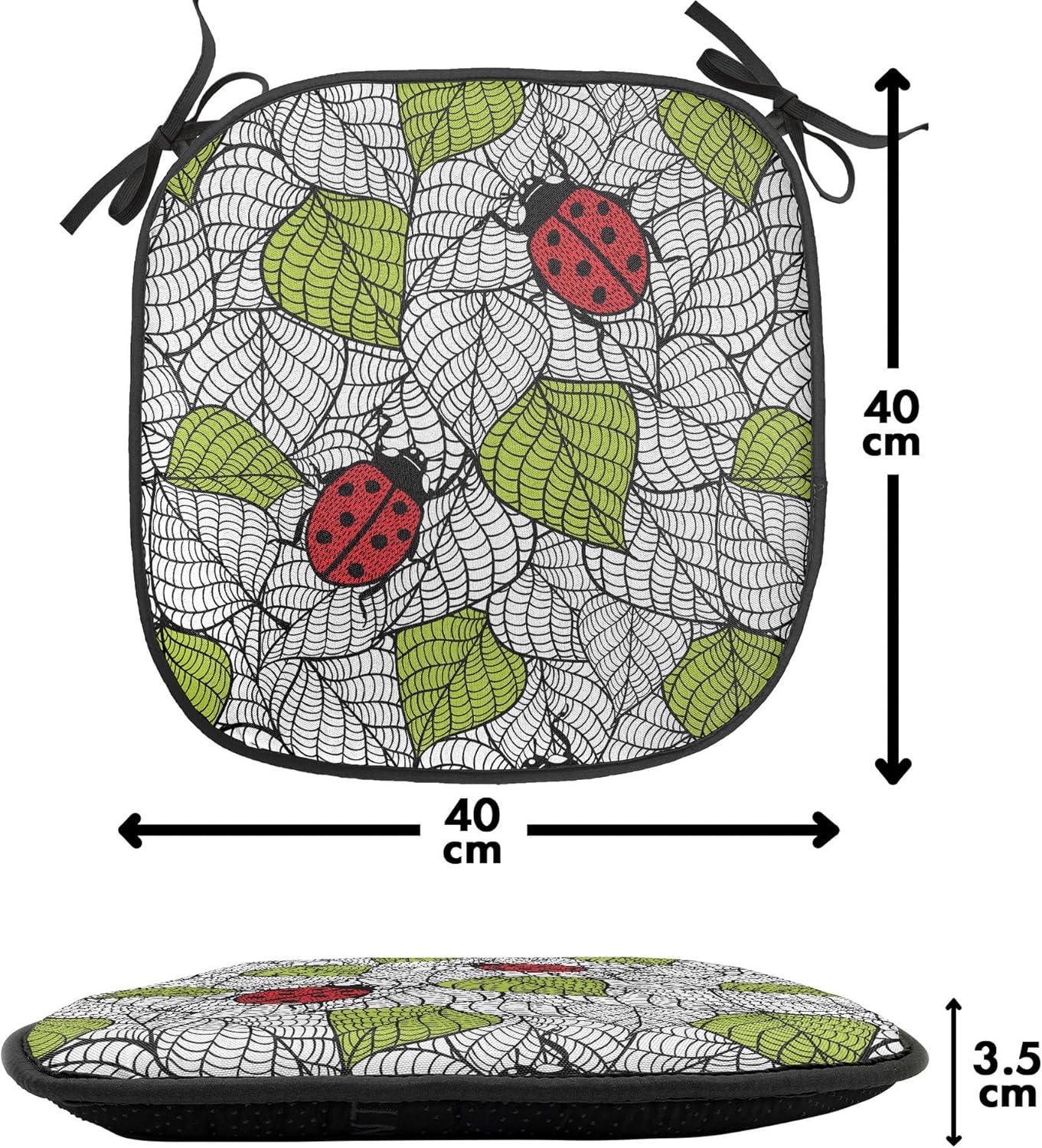 imageAmbesonne Love Chair Seating Cushion Set of 4 Hipster Hearts Pattern with Love You Texts Heart Shapes Valentines Day Theme AntiSlip Seat Padding for Kitchen amp Patio 16x16 Vermilion MulticolorGreen Black Red