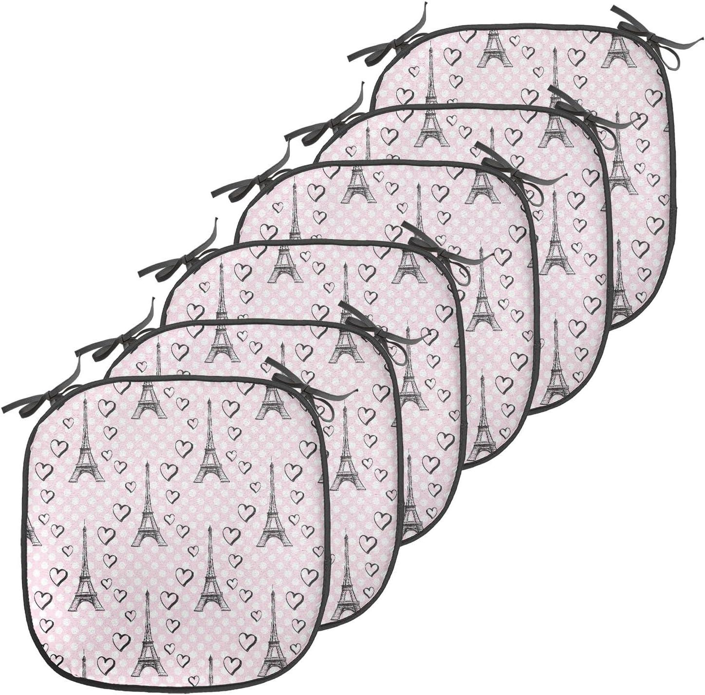 imageAmbesonne Love Chair Seating Cushion Set of 4 Hipster Hearts Pattern with Love You Texts Heart Shapes Valentines Day Theme AntiSlip Seat Padding for Kitchen amp Patio 16x16 Vermilion MulticolorPale Pink Black White
