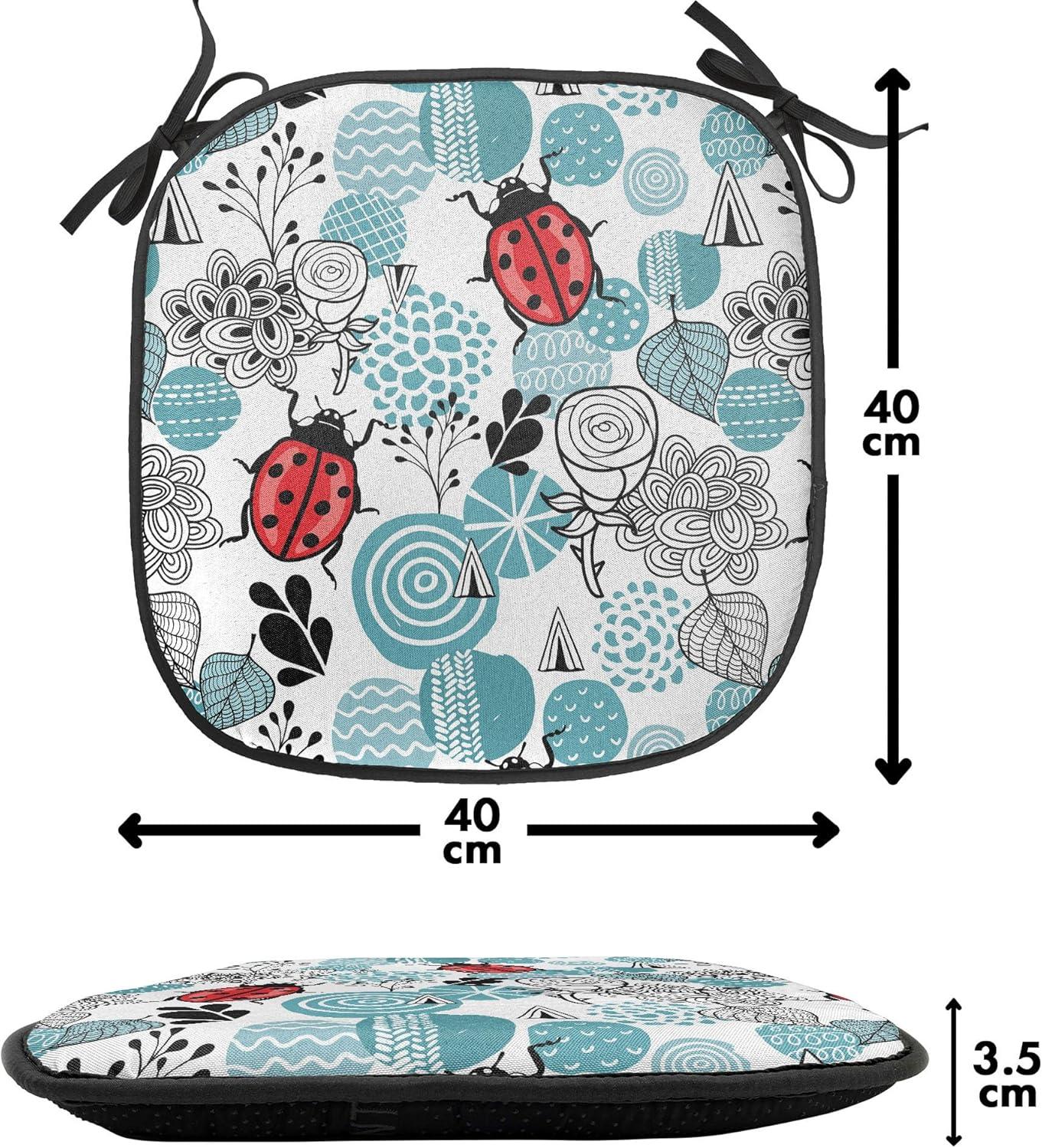 imageAmbesonne Love Chair Seating Cushion Set of 4 Hipster Hearts Pattern with Love You Texts Heart Shapes Valentines Day Theme AntiSlip Seat Padding for Kitchen amp Patio 16x16 Vermilion MulticolorPale Blue Red Black