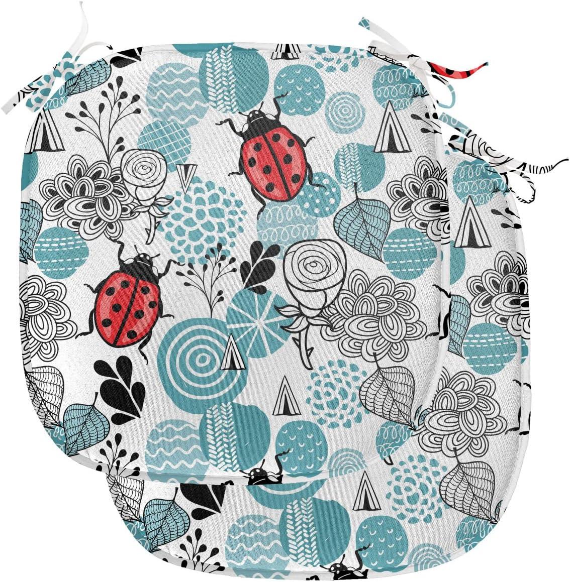 imageAmbesonne Love Chair Seating Cushion Set of 4 Hipster Hearts Pattern with Love You Texts Heart Shapes Valentines Day Theme AntiSlip Seat Padding for Kitchen amp Patio 16x16 Vermilion MulticolorPale Blue Red Black