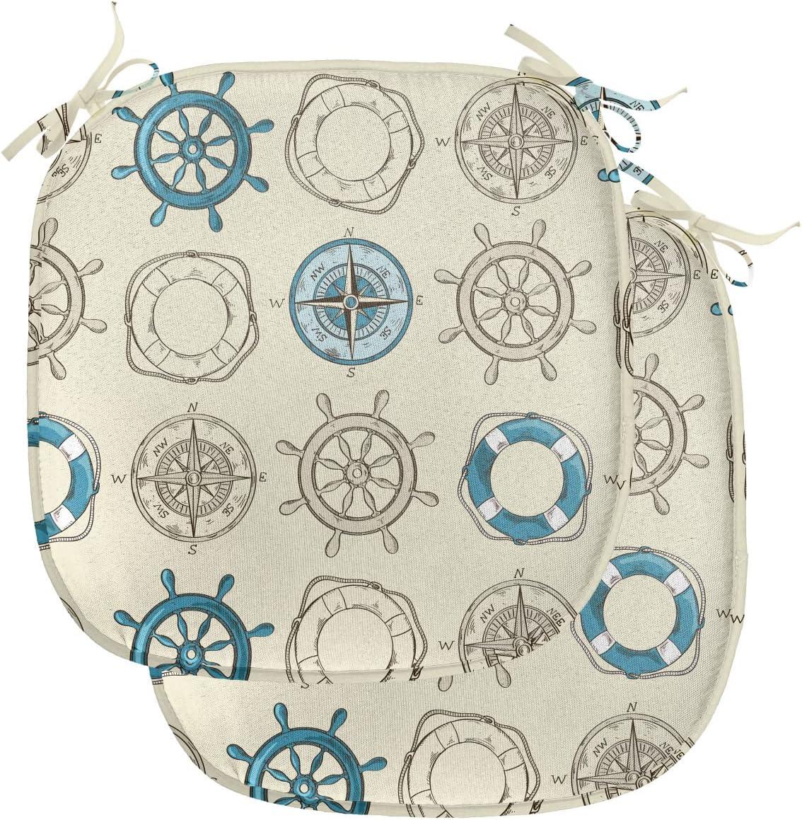 imageAmbesonne Love Chair Seating Cushion Set of 4 Hipster Hearts Pattern with Love You Texts Heart Shapes Valentines Day Theme AntiSlip Seat Padding for Kitchen amp Patio 16x16 Vermilion MulticolorBeige Teal
