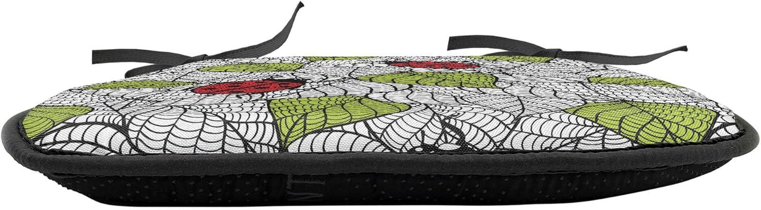 imageAmbesonne Love Chair Seating Cushion Set of 4 Hipster Hearts Pattern with Love You Texts Heart Shapes Valentines Day Theme AntiSlip Seat Padding for Kitchen amp Patio 16x16 Vermilion MulticolorGreen Black Red