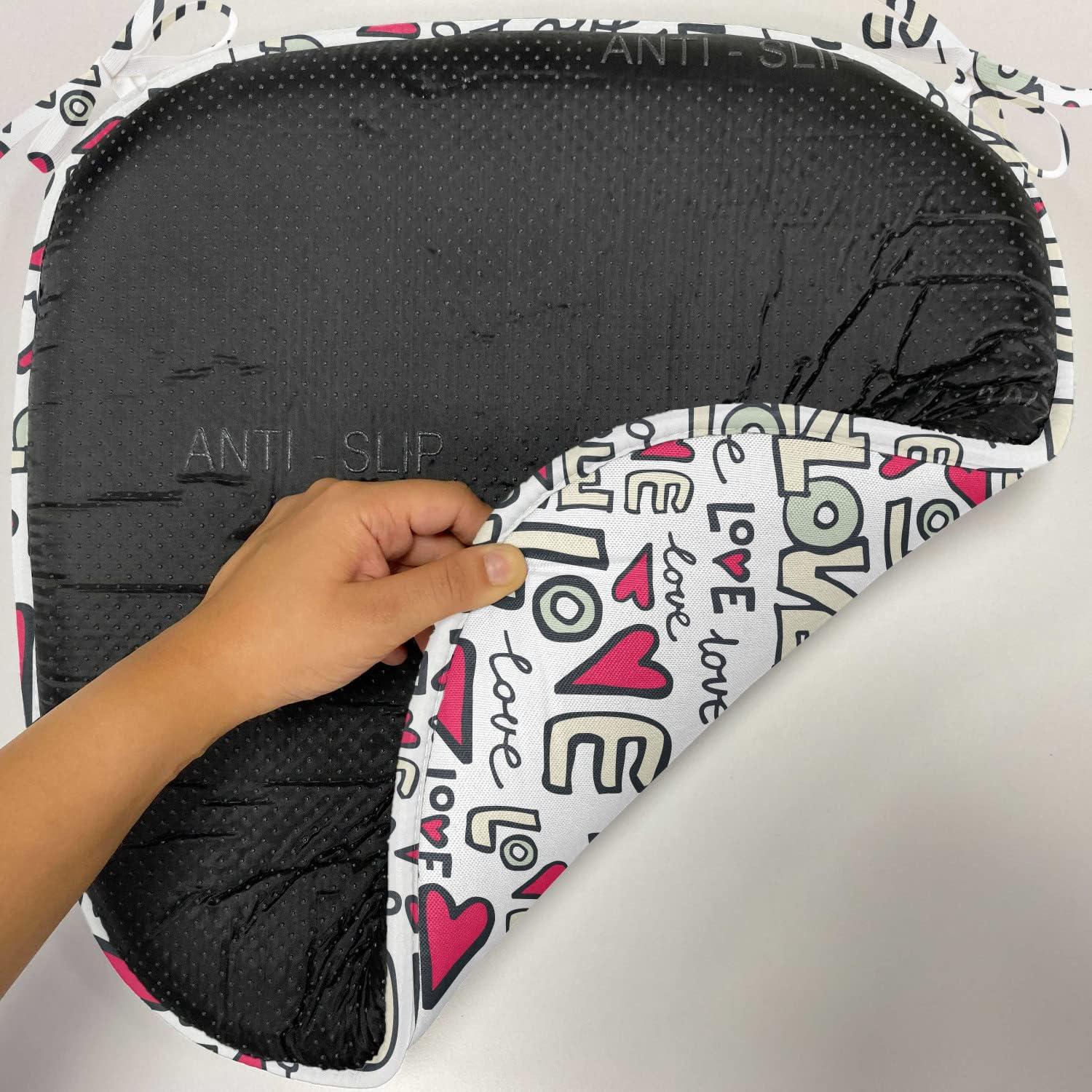 imageAmbesonne Love Chair Seating Cushion Set of 4 Hipster Hearts Pattern with Love You Texts Heart Shapes Valentines Day Theme AntiSlip Seat Padding for Kitchen amp Patio 16x16 Vermilion MulticolorMagenta Ivory Pale Green