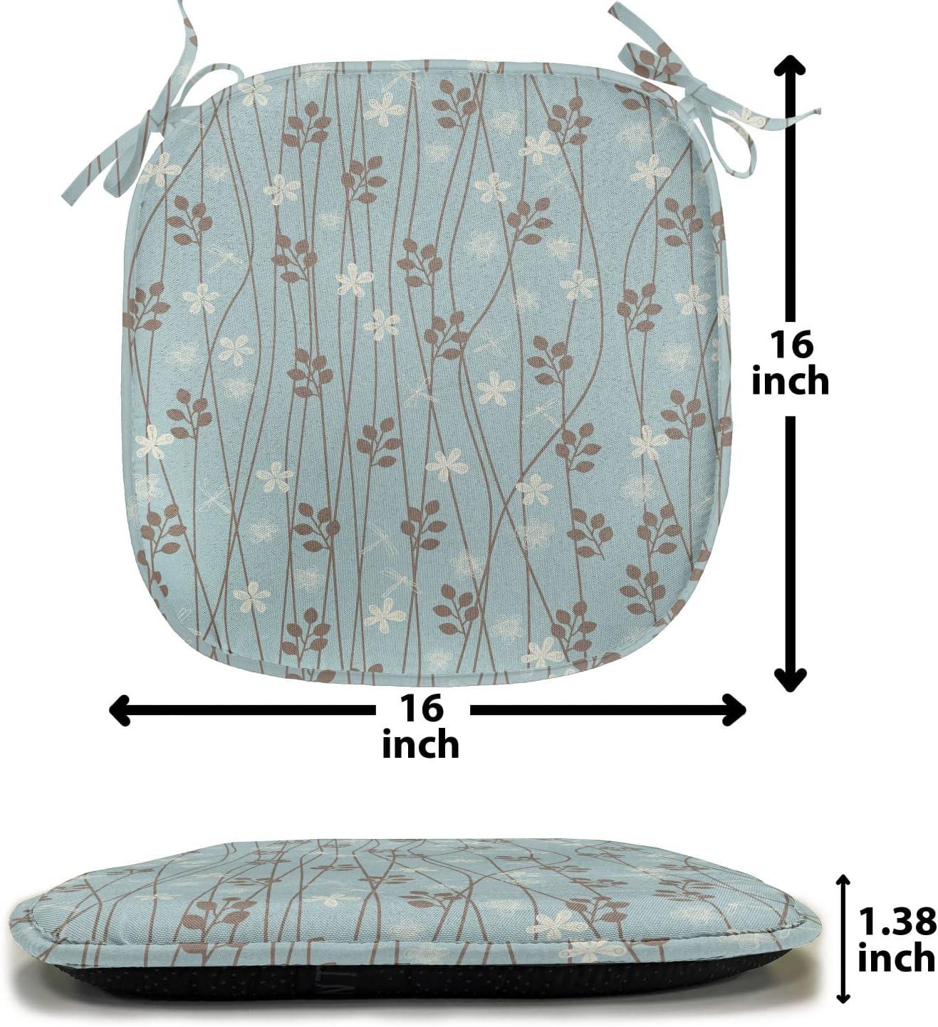 imageAmbesonne Love Chair Seating Cushion Set of 4 Hipster Hearts Pattern with Love You Texts Heart Shapes Valentines Day Theme AntiSlip Seat Padding for Kitchen amp Patio 16x16 Vermilion MulticolorPale Blue Cream Umber