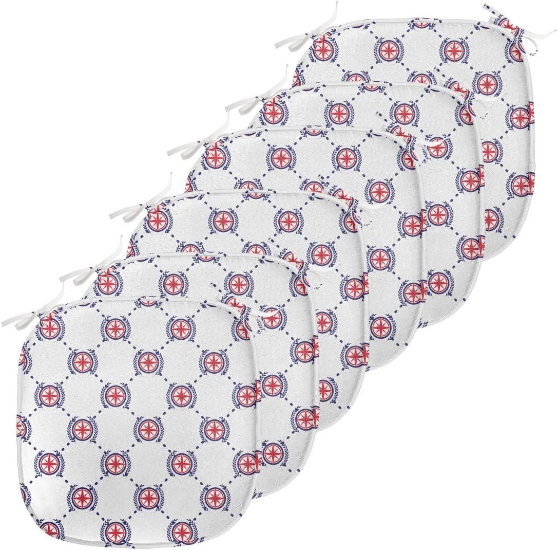 imageAmbesonne Love Chair Seating Cushion Set of 4 Hipster Hearts Pattern with Love You Texts Heart Shapes Valentines Day Theme AntiSlip Seat Padding for Kitchen amp Patio 16x16 Vermilion MulticolorDark Blue Dark Coral