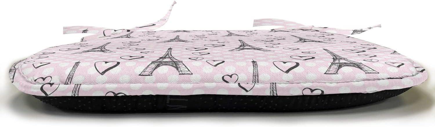 imageAmbesonne Love Chair Seating Cushion Set of 4 Hipster Hearts Pattern with Love You Texts Heart Shapes Valentines Day Theme AntiSlip Seat Padding for Kitchen amp Patio 16x16 Vermilion MulticolorPale Pink Black White
