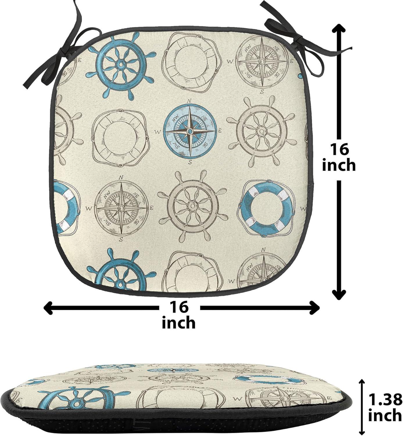 imageAmbesonne Love Chair Seating Cushion Set of 4 Hipster Hearts Pattern with Love You Texts Heart Shapes Valentines Day Theme AntiSlip Seat Padding for Kitchen amp Patio 16x16 Vermilion MulticolorBeige Teal