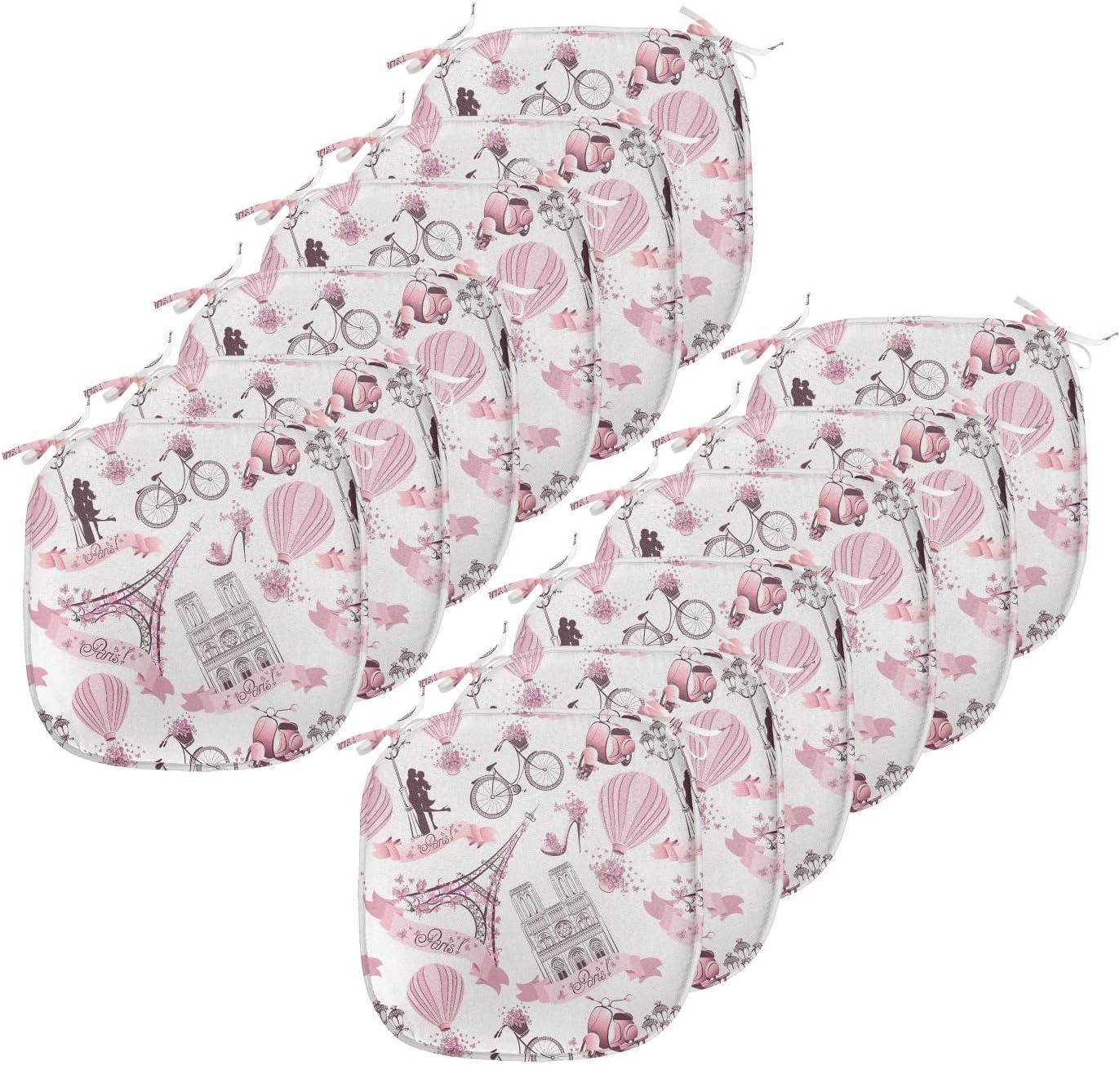 imageAmbesonne Love Chair Seating Cushion Set of 4 Hipster Hearts Pattern with Love You Texts Heart Shapes Valentines Day Theme AntiSlip Seat Padding for Kitchen amp Patio 16x16 Vermilion MulticolorRose Black White