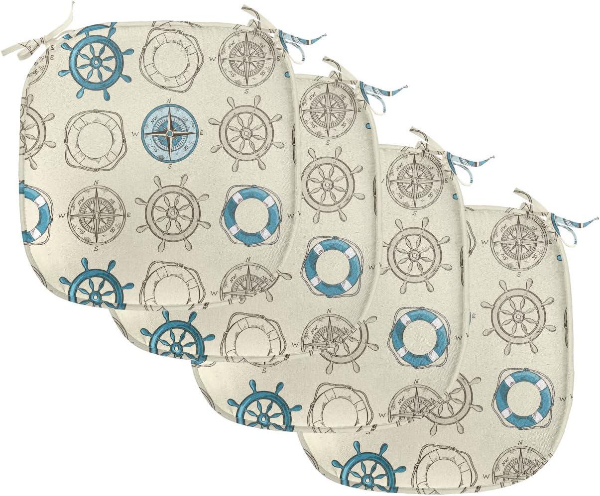 imageAmbesonne Love Chair Seating Cushion Set of 4 Hipster Hearts Pattern with Love You Texts Heart Shapes Valentines Day Theme AntiSlip Seat Padding for Kitchen amp Patio 16x16 Vermilion MulticolorBeige Teal