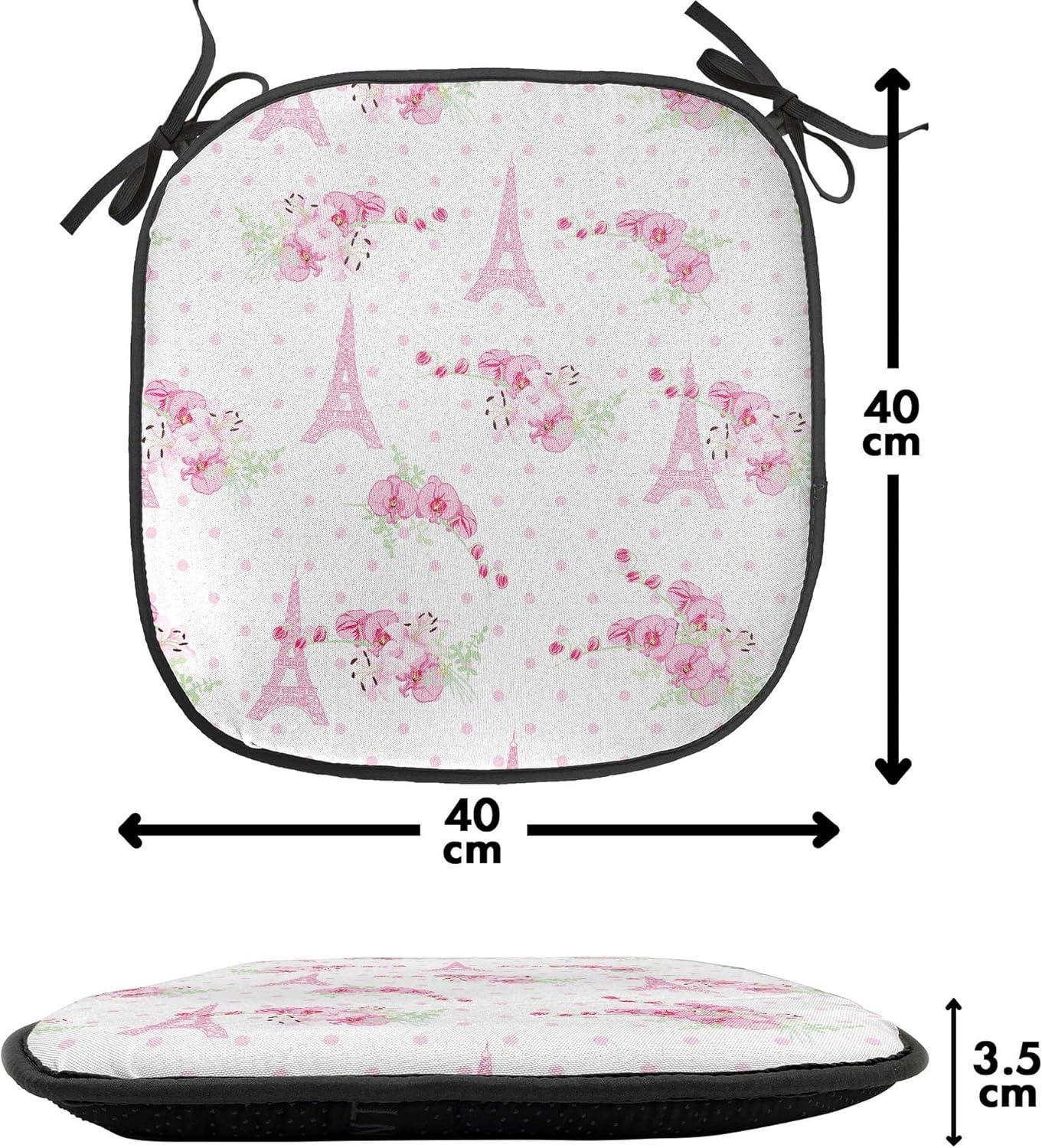 imageAmbesonne Love Chair Seating Cushion Set of 4 Hipster Hearts Pattern with Love You Texts Heart Shapes Valentines Day Theme AntiSlip Seat Padding for Kitchen amp Patio 16x16 Vermilion MulticolorPale Pink Green White