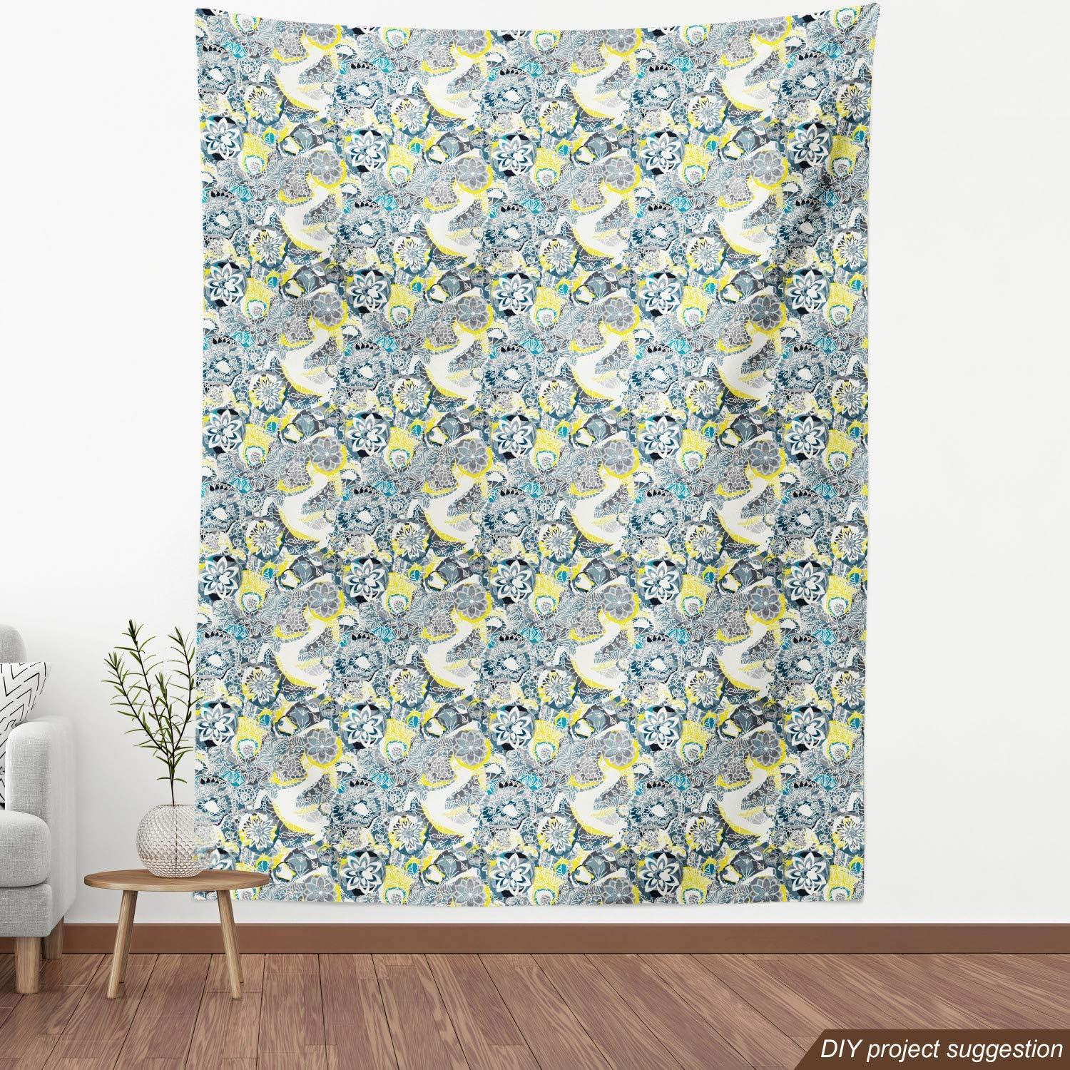 imageAmbesonne Paris Fabric by The Yard Valentines Day Theme with Eiffel Kissing Couple Hot Air Balloon Wedding Concept Decorative Fabric for Upholstery and Home Accents 2 Yards Pink RoseYellow Blue
