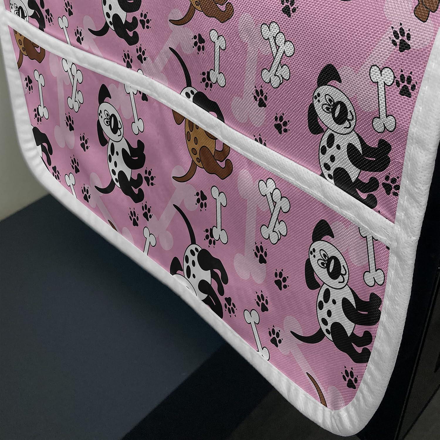 imageAmbesonne Pets Microwave Oven Cover Cats with Hearts Valentines Day Theme Lovers Kitten Meow Doodle Water Resistant Organizer with Pockets for Kitchen 36 x 12 Black Magenta and BlueDark Rust and Charcoal Grey